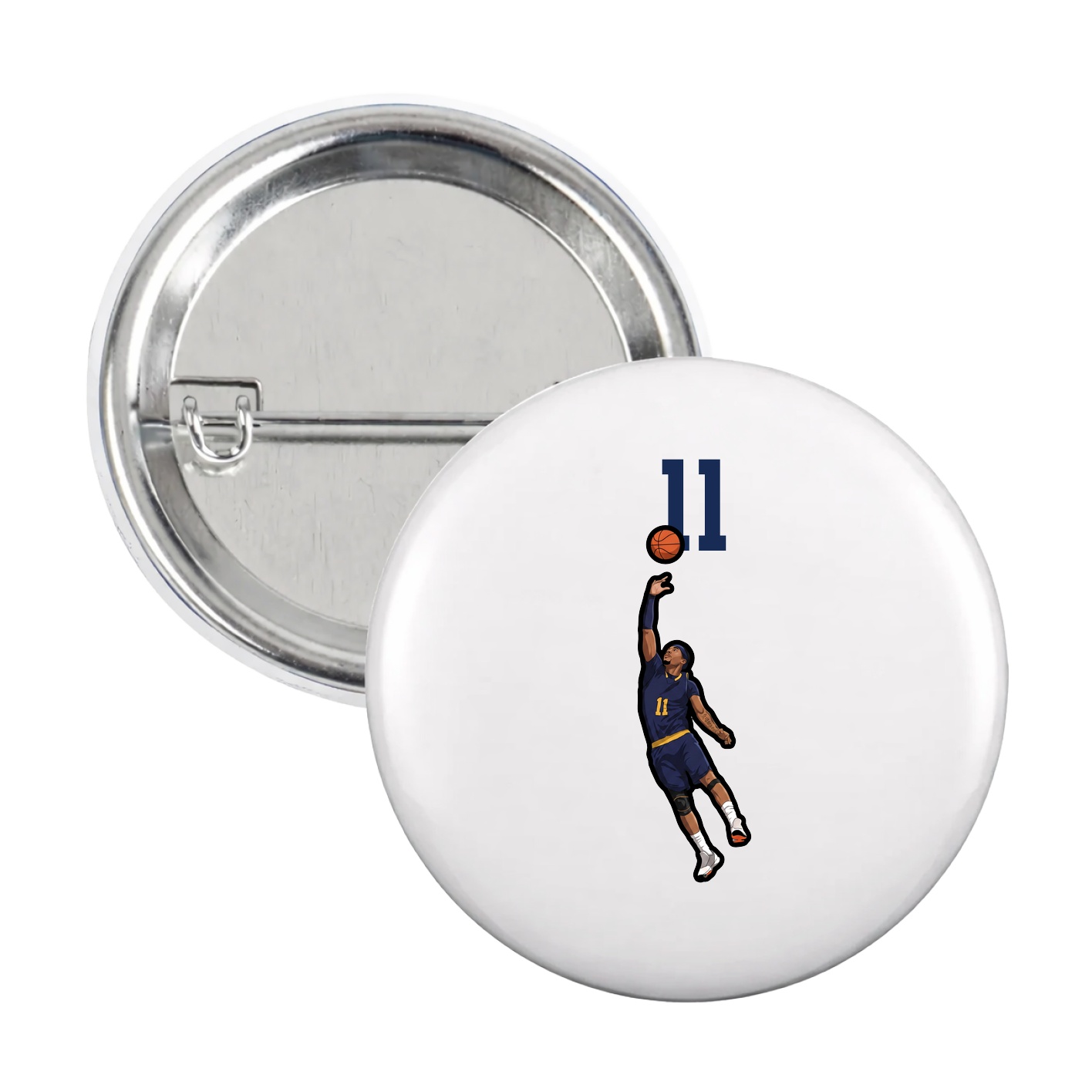 Game Day Button — Number Top in White