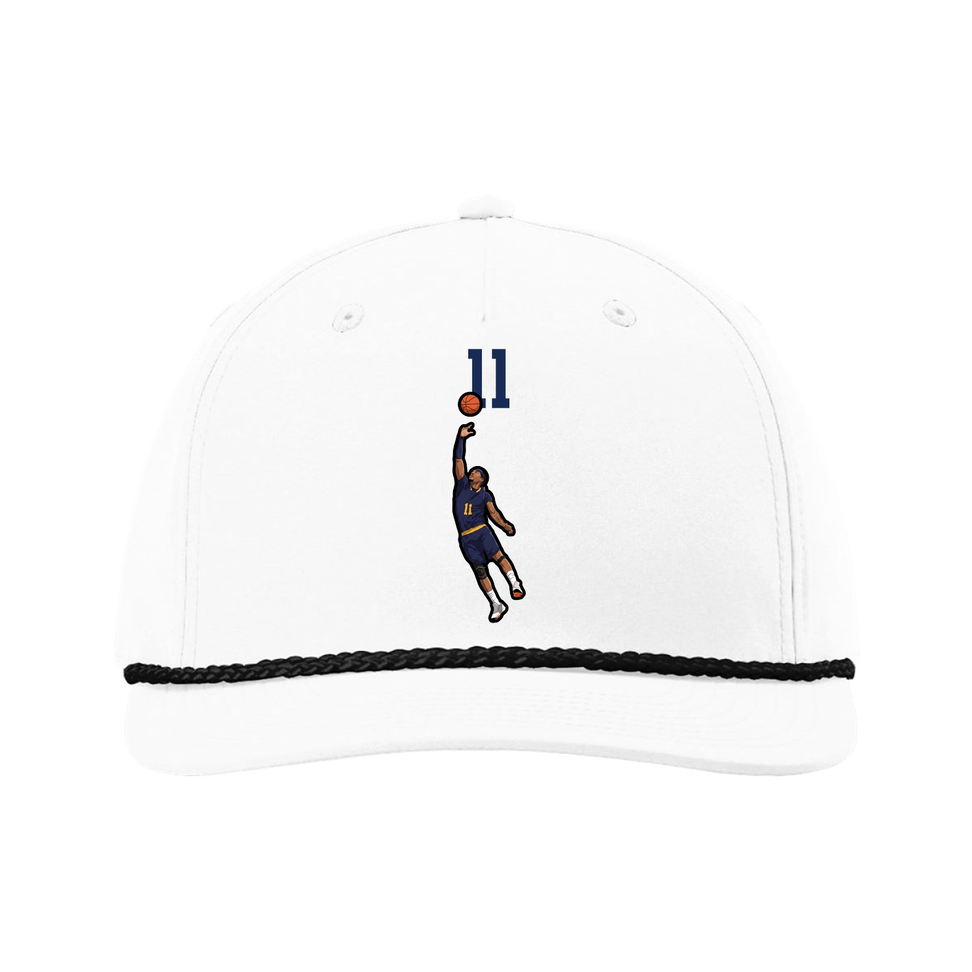 Five-Panel Classic Rope Cap — Number Top in White