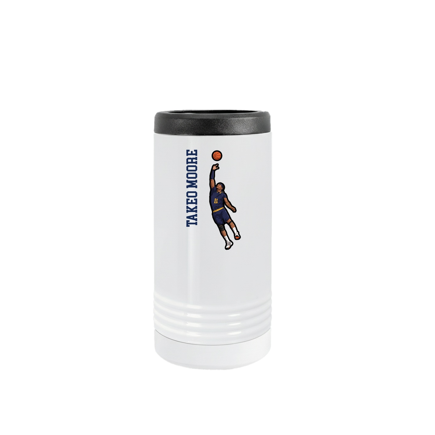 Slim Beverage Holder — Name Vertical in White