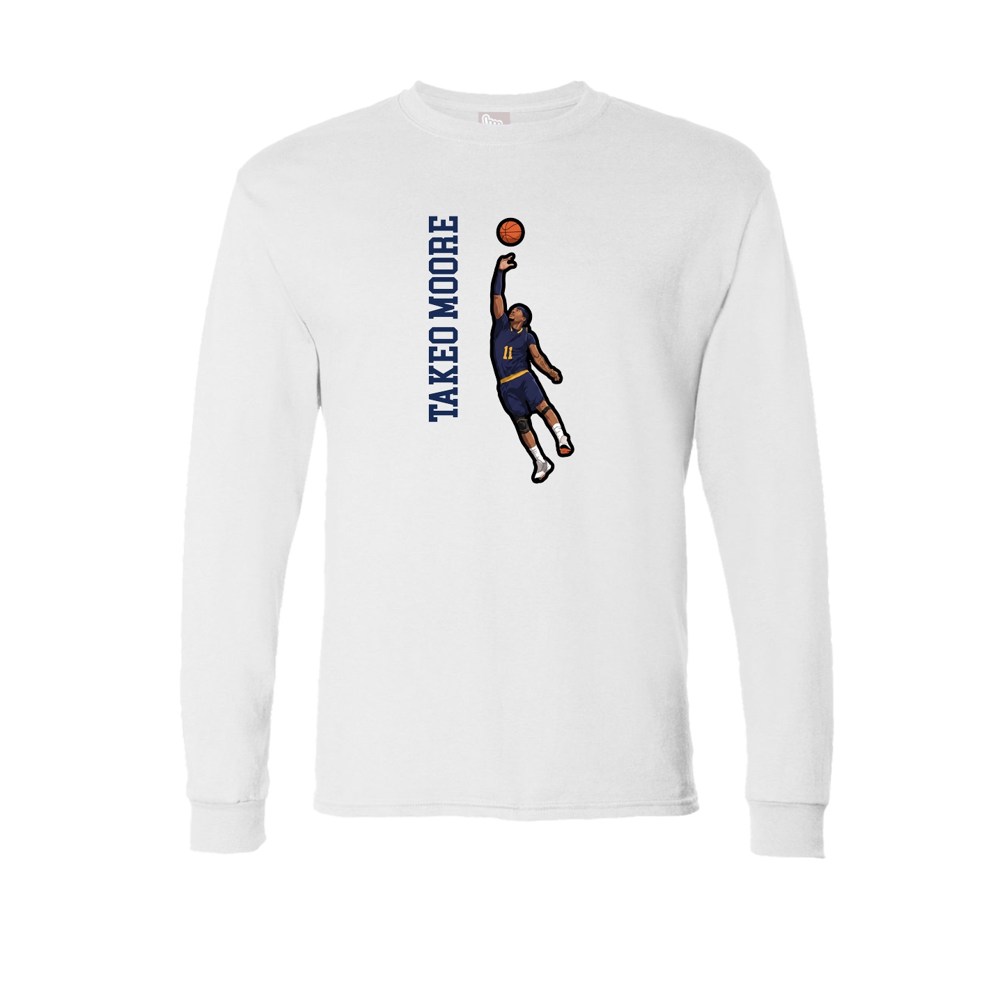 Long Sleeve Tee — Name Vertical in White