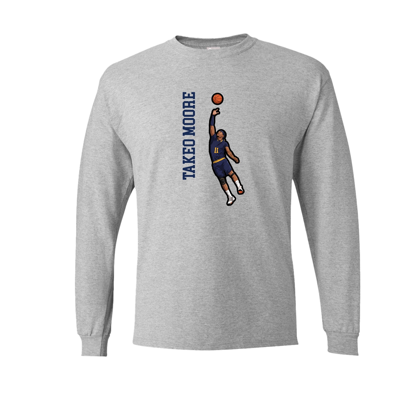 Long Sleeve Tee — Name Vertical in Grey