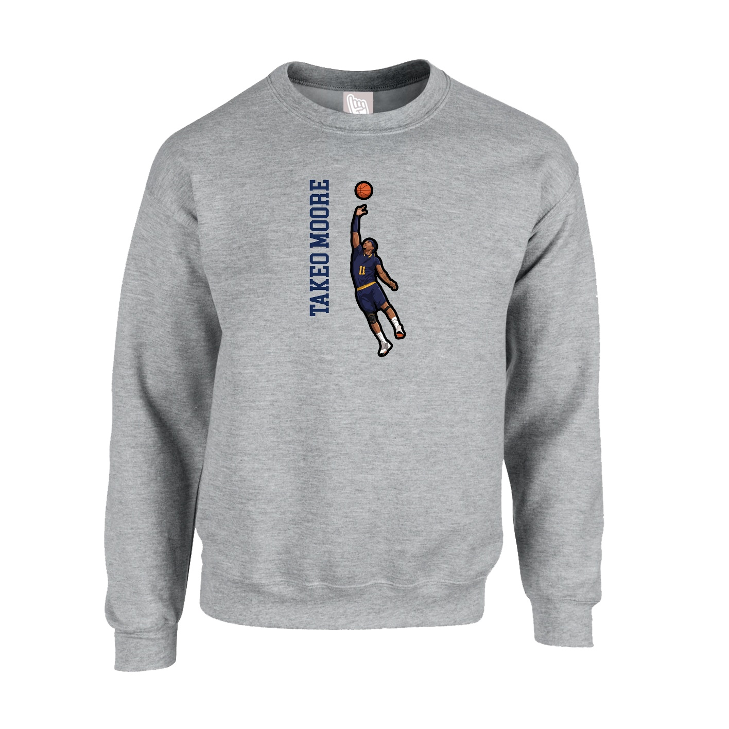 Fleece Crew — Name Vertical in Grey