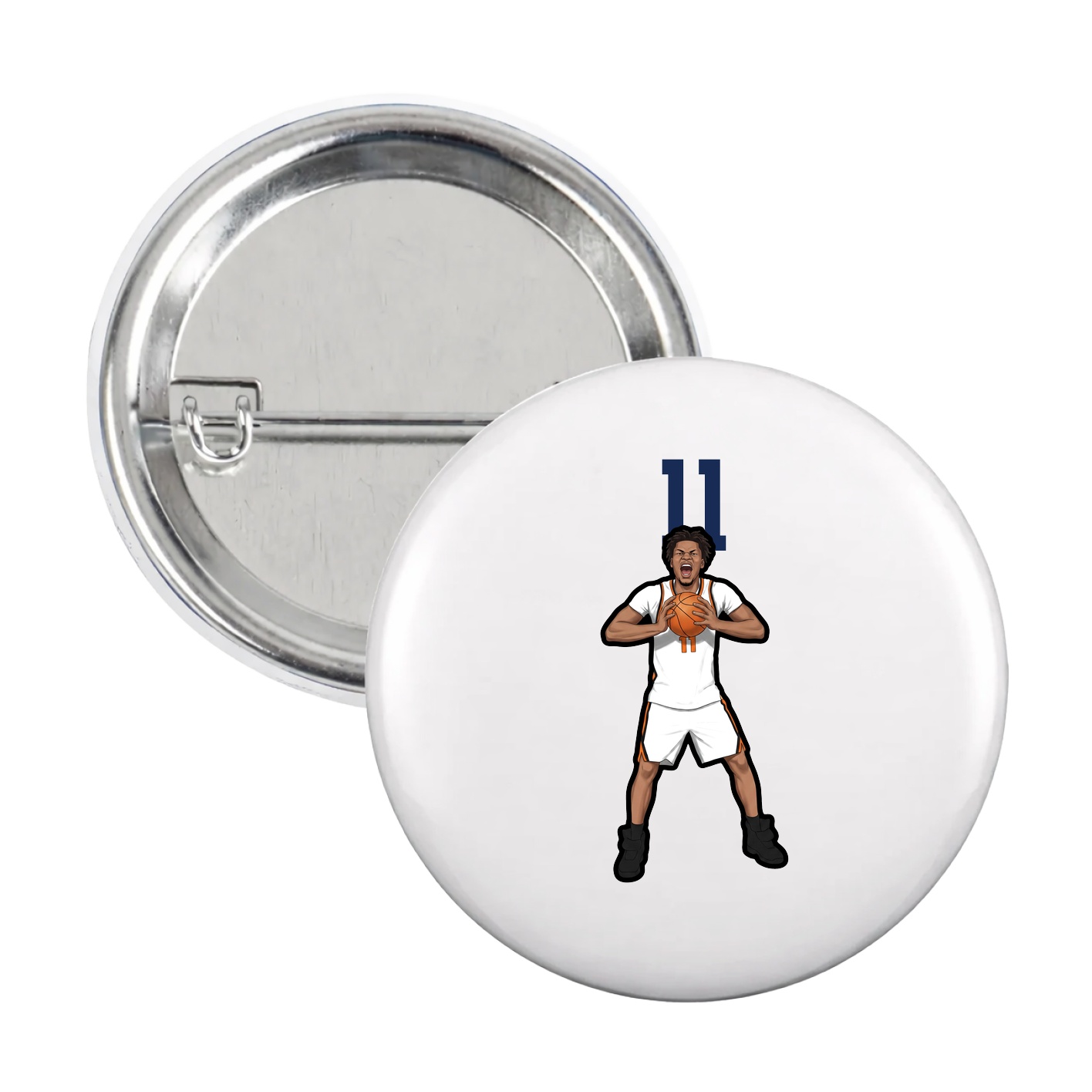 Game Day Button — Number Top in White