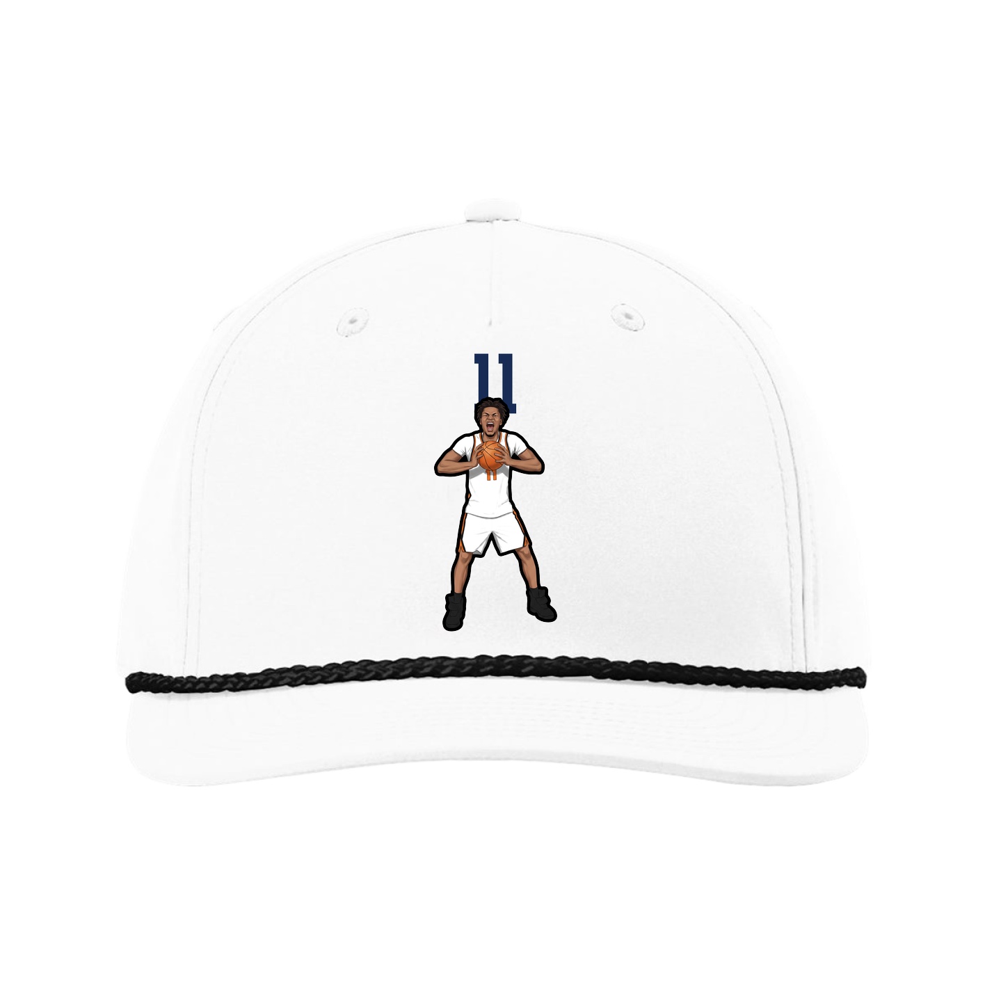 Five-Panel Classic Rope Cap — Number Top in White