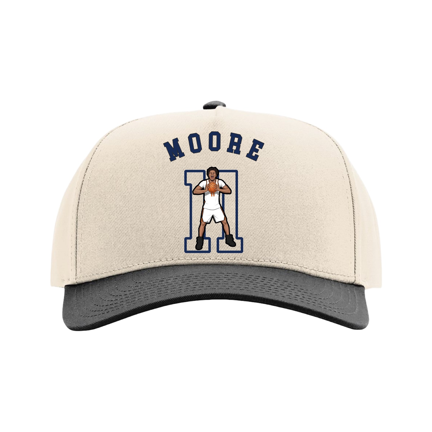 Full Fabric Five-Panel Champ Cap — Shirsey Arch in Cream/Black
