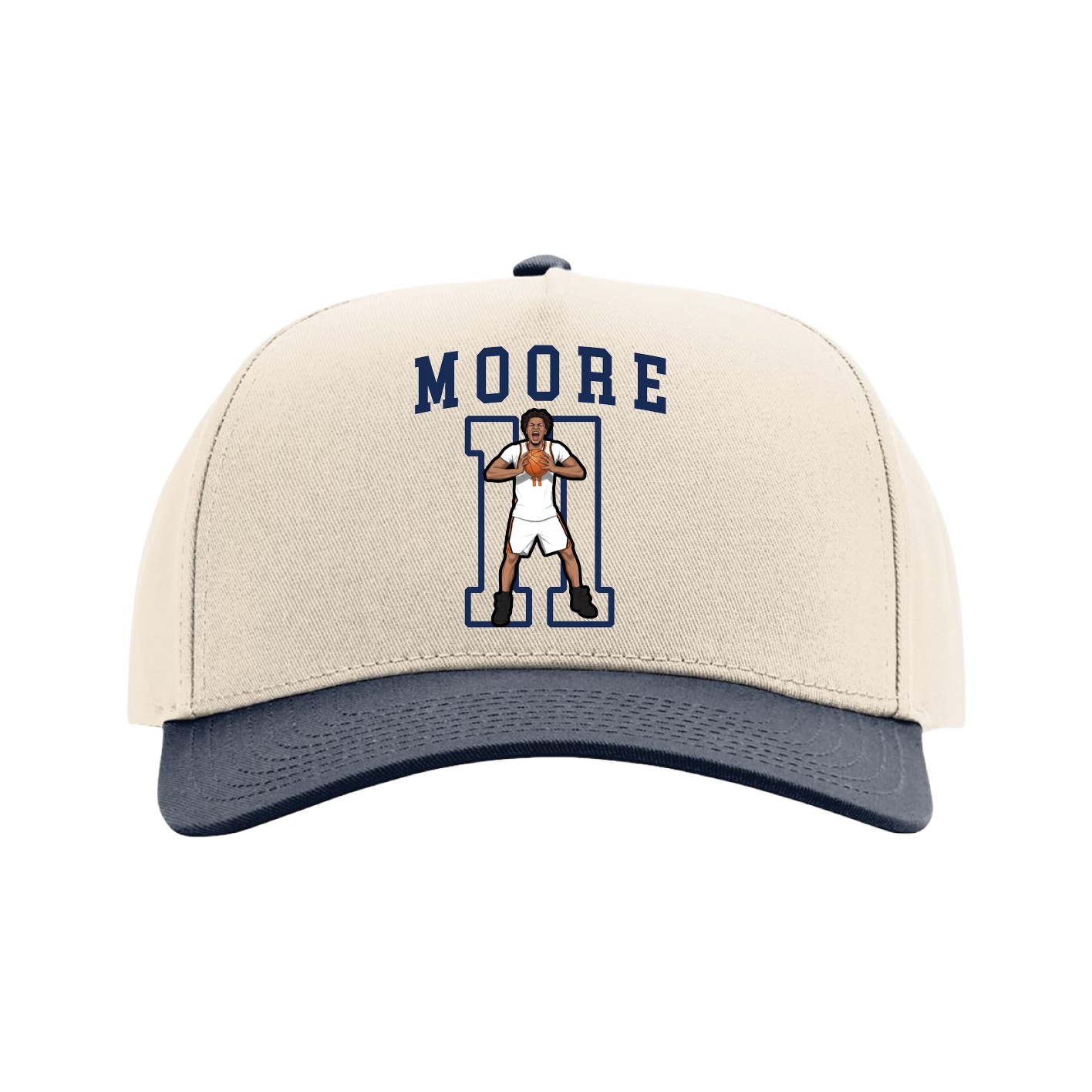 Full Fabric Five-Panel Champ Cap — Shirsey in Cream/Navy