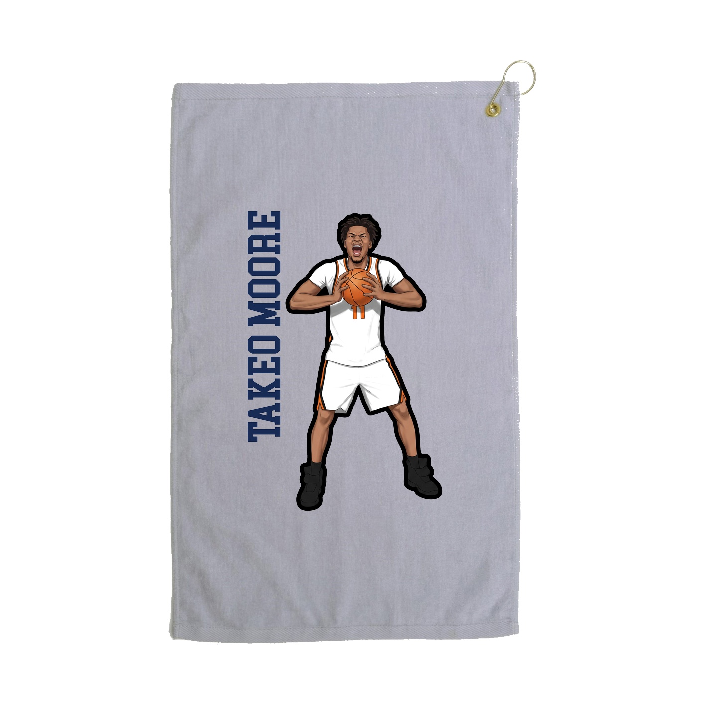 Golf Towel — Name Vertical in Grey
