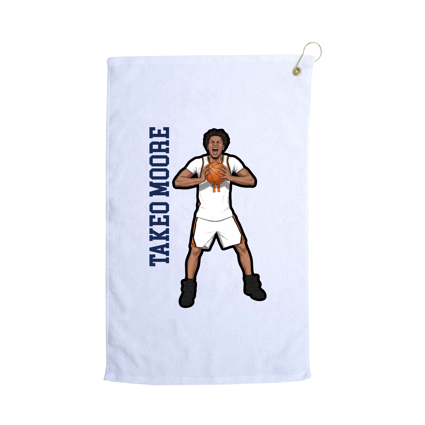 Golf Towel — Name Vertical in White