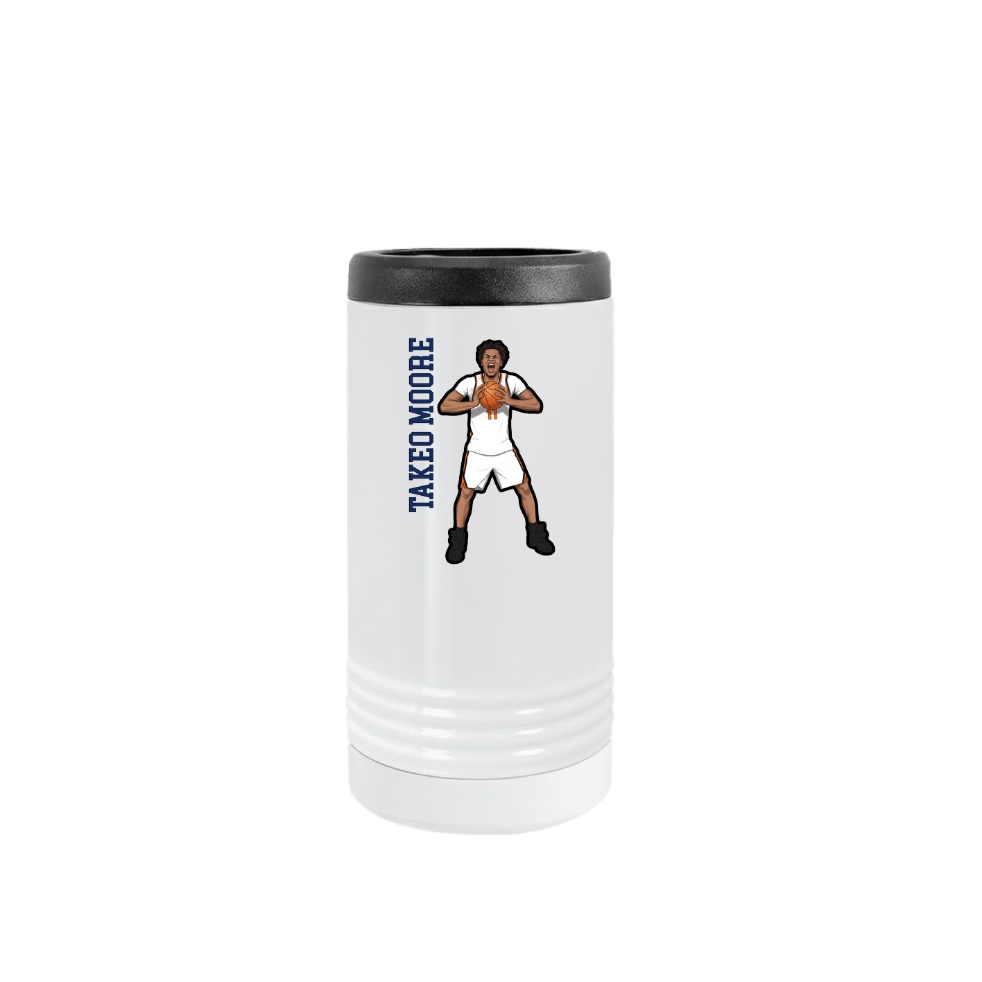 Slim Beverage Holder — Name Vertical in White