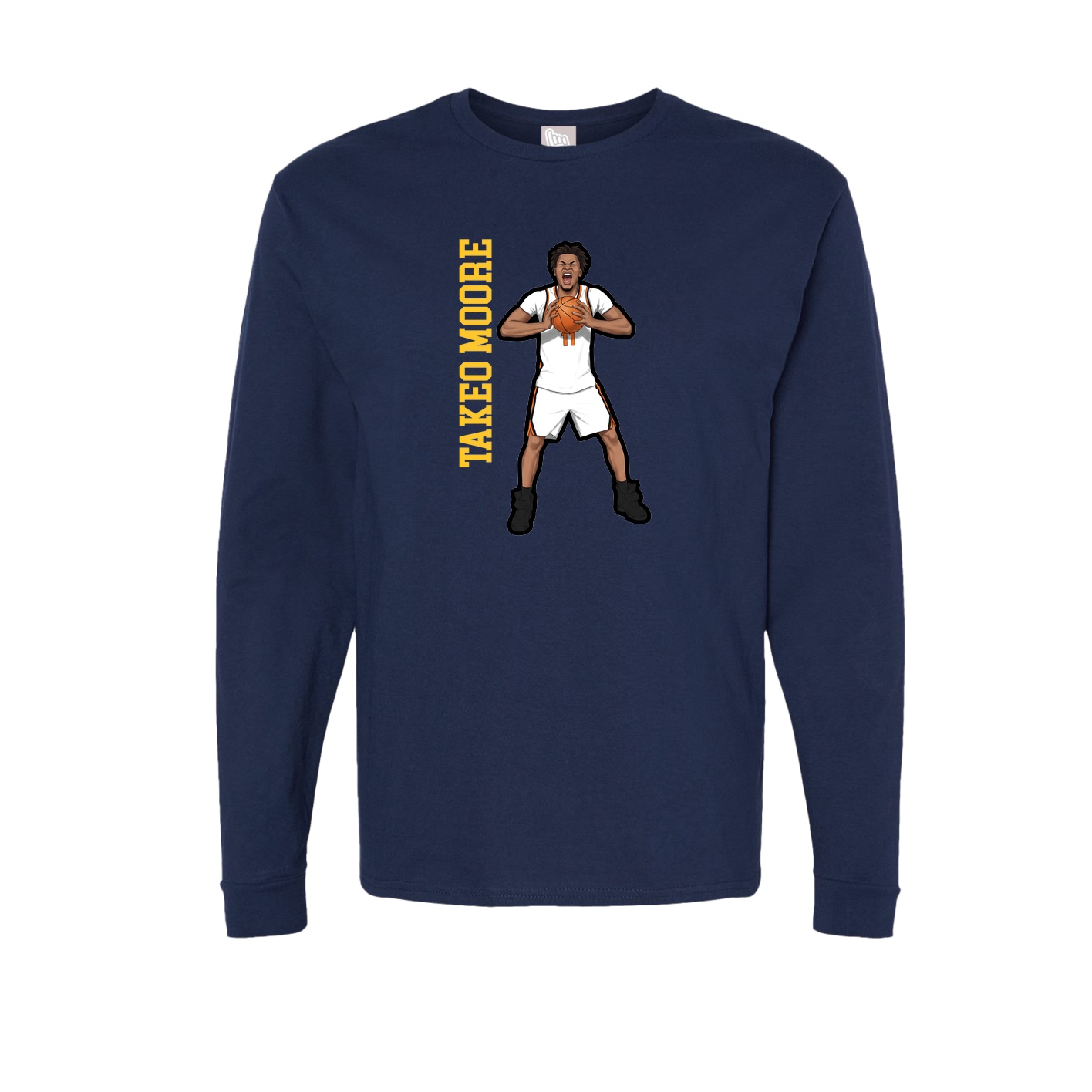 Long Sleeve Tee — Name Vertical in Navy