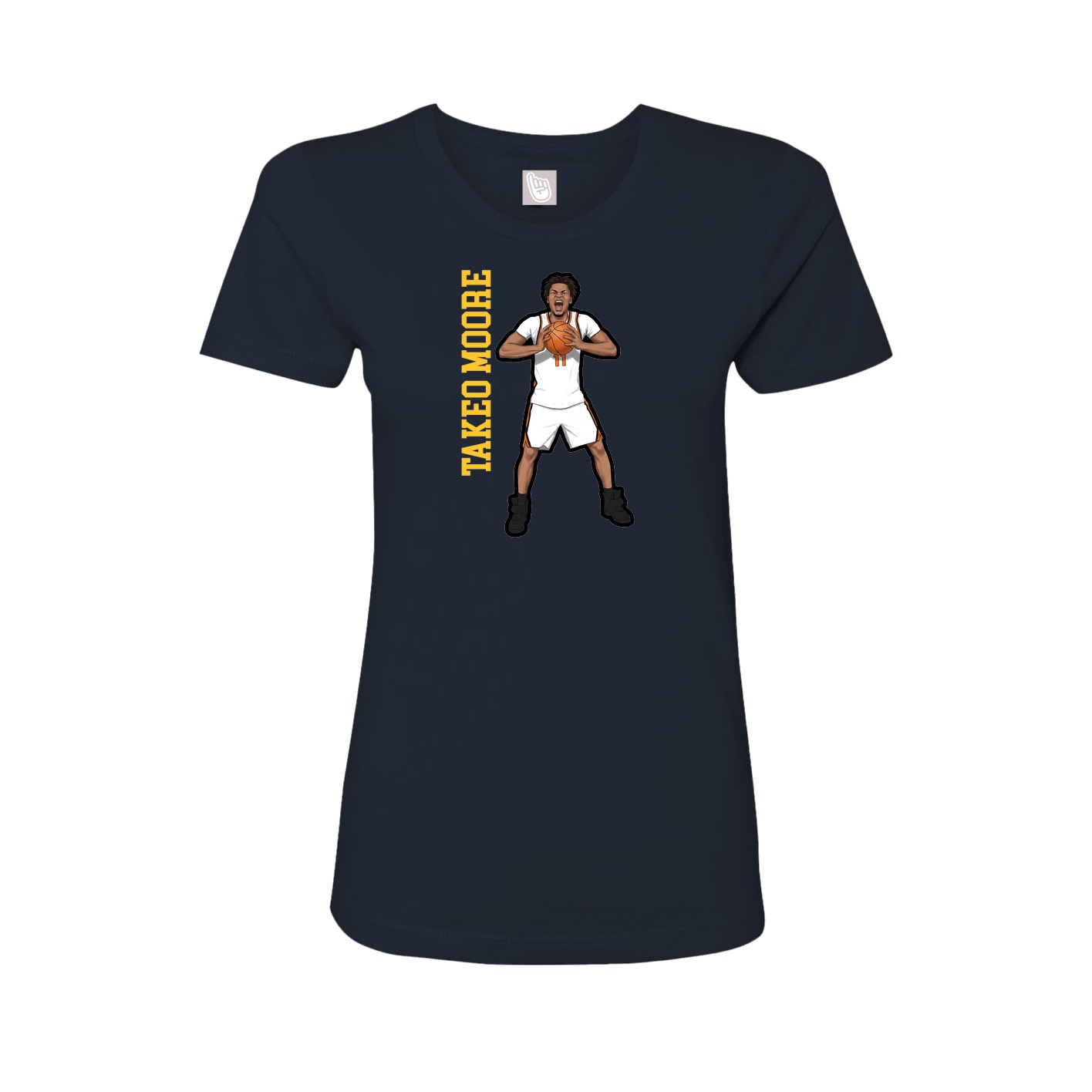 Fitted Women's Tee — Name Vertical in Navy