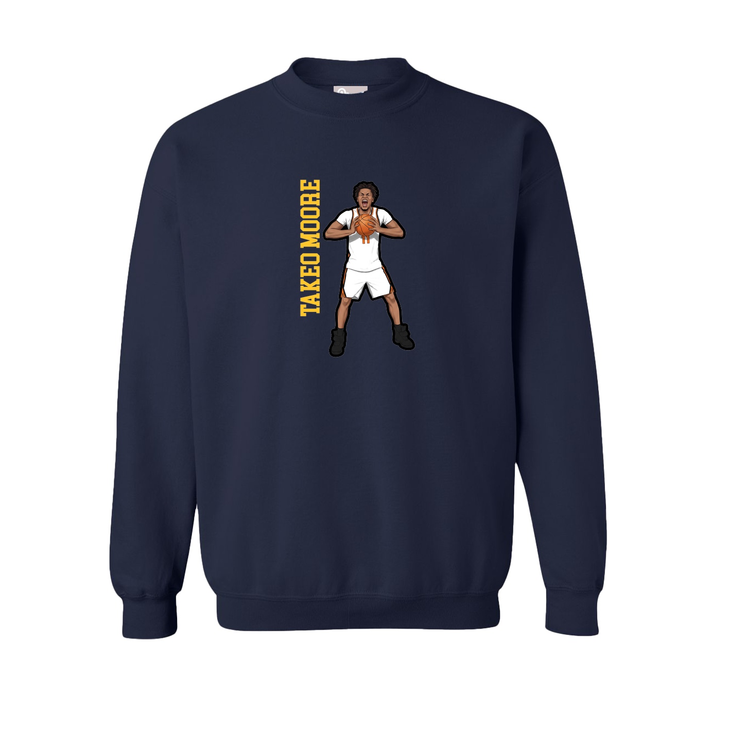Fleece Crew — Name Vertical in Navy