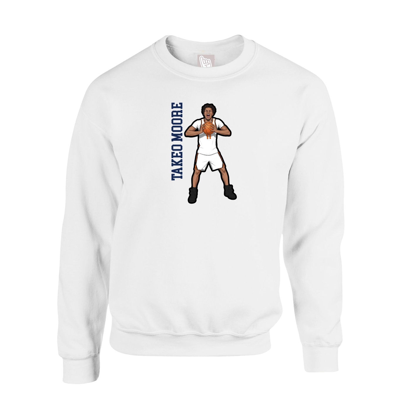 Fleece Crew — Name Vertical in White