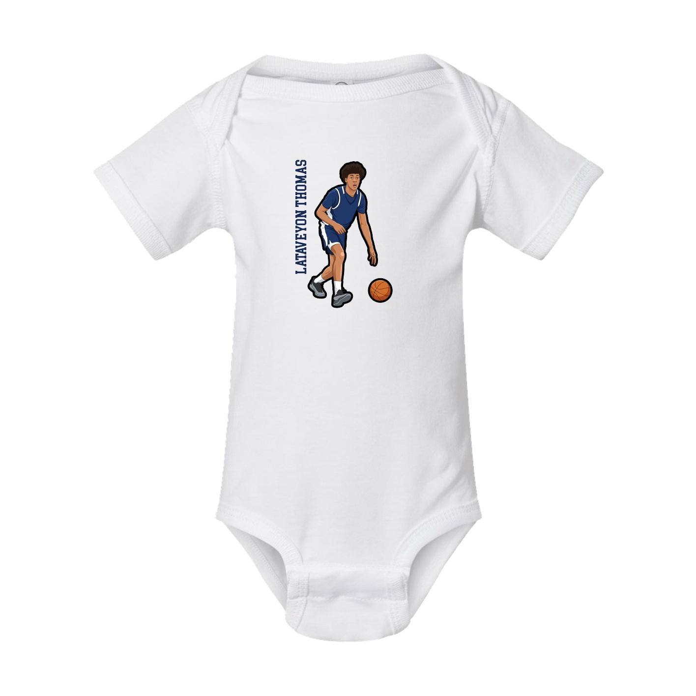 Baby Onesie — Name Vertical in White