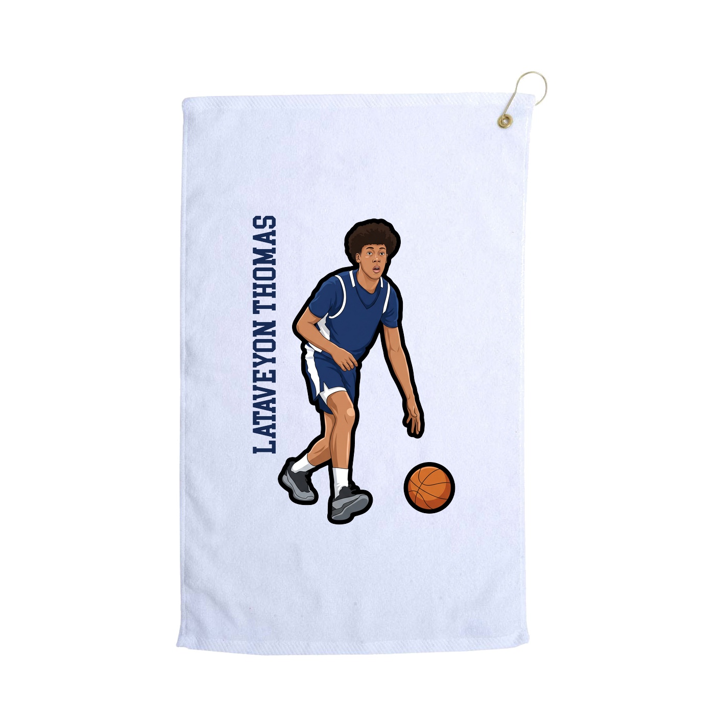 Golf Towel — Name Vertical in White