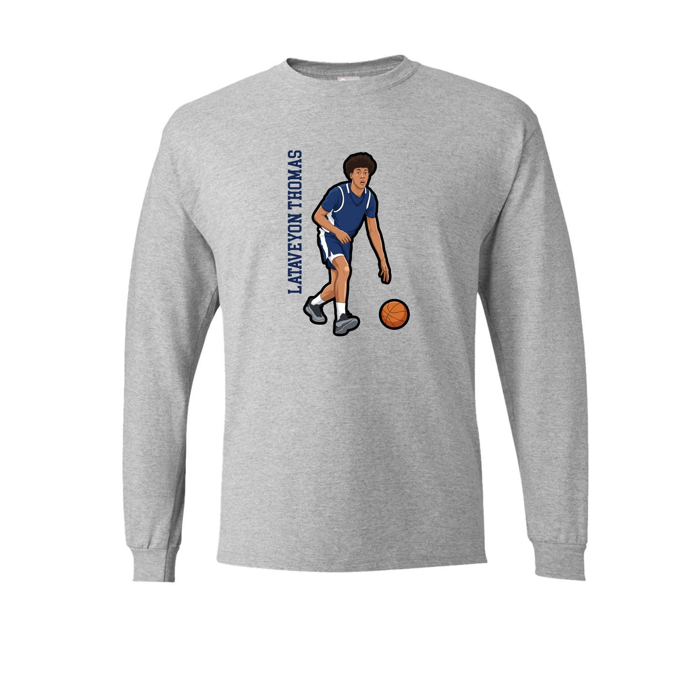 Long Sleeve Tee — Name Vertical in Grey