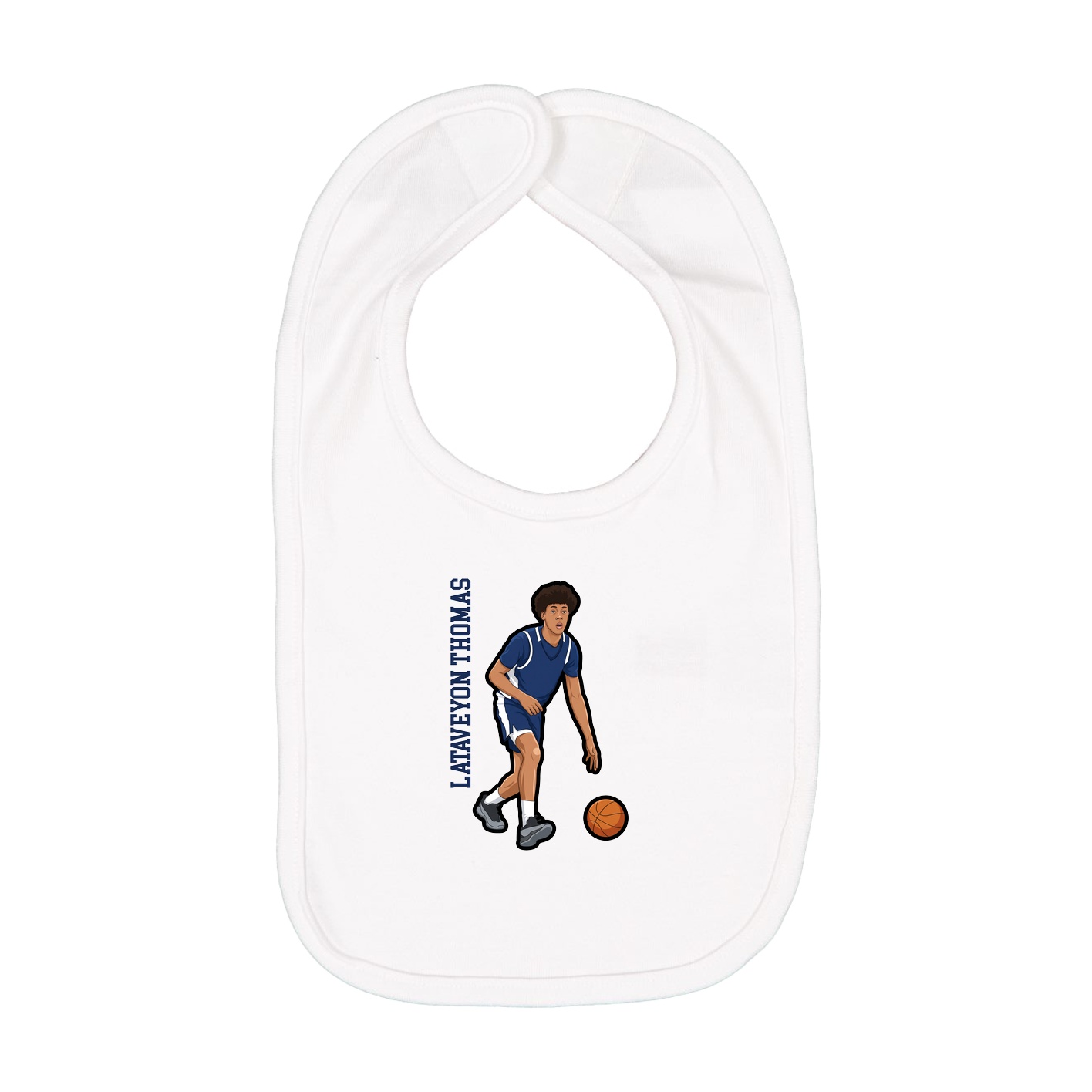 Infant Bib — Name Vertical in White