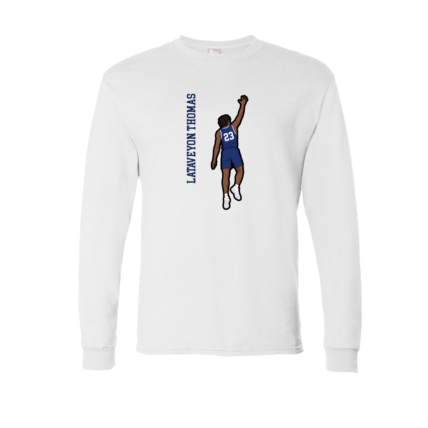 Long Sleeve Tee — Name Vertical in White