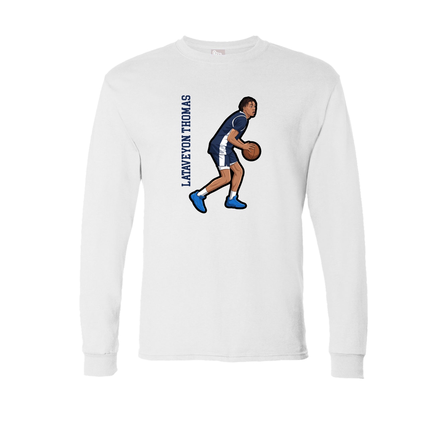 Long Sleeve Tee — Name Vertical in White