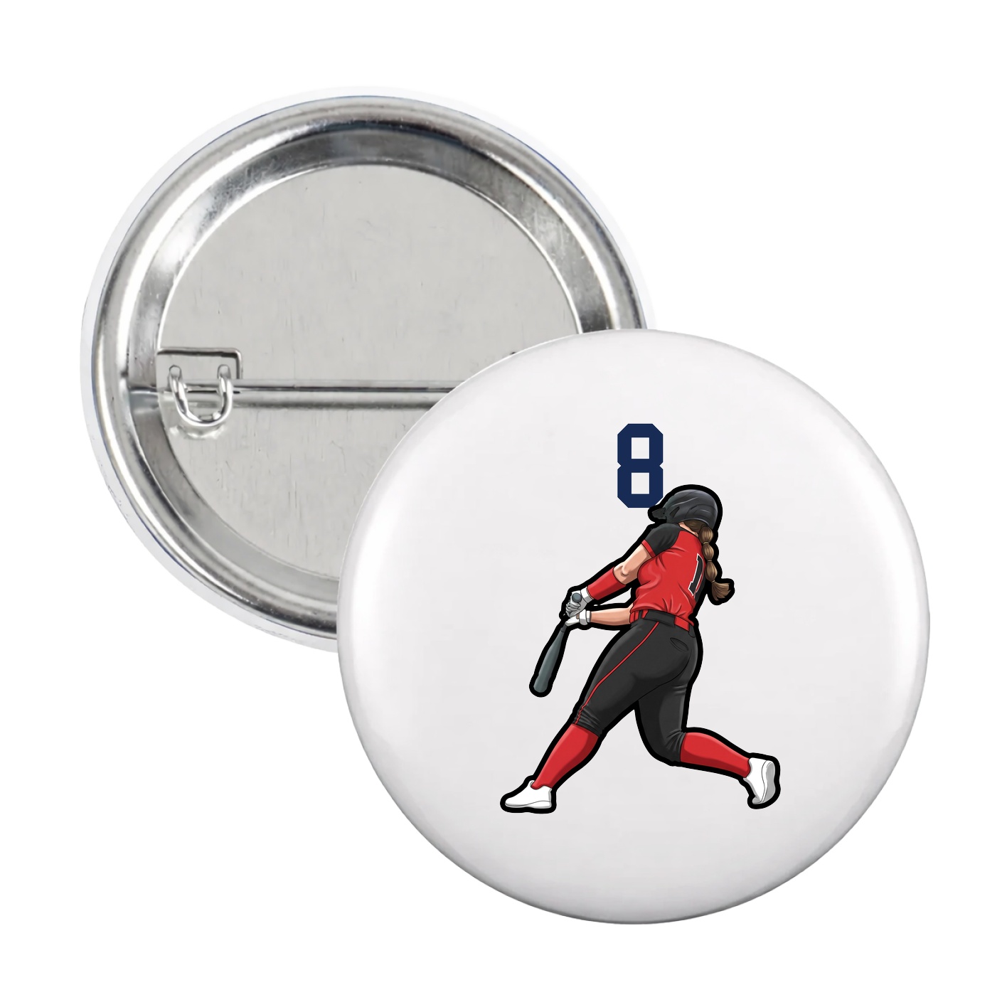 Game Day Button — Number Top in White