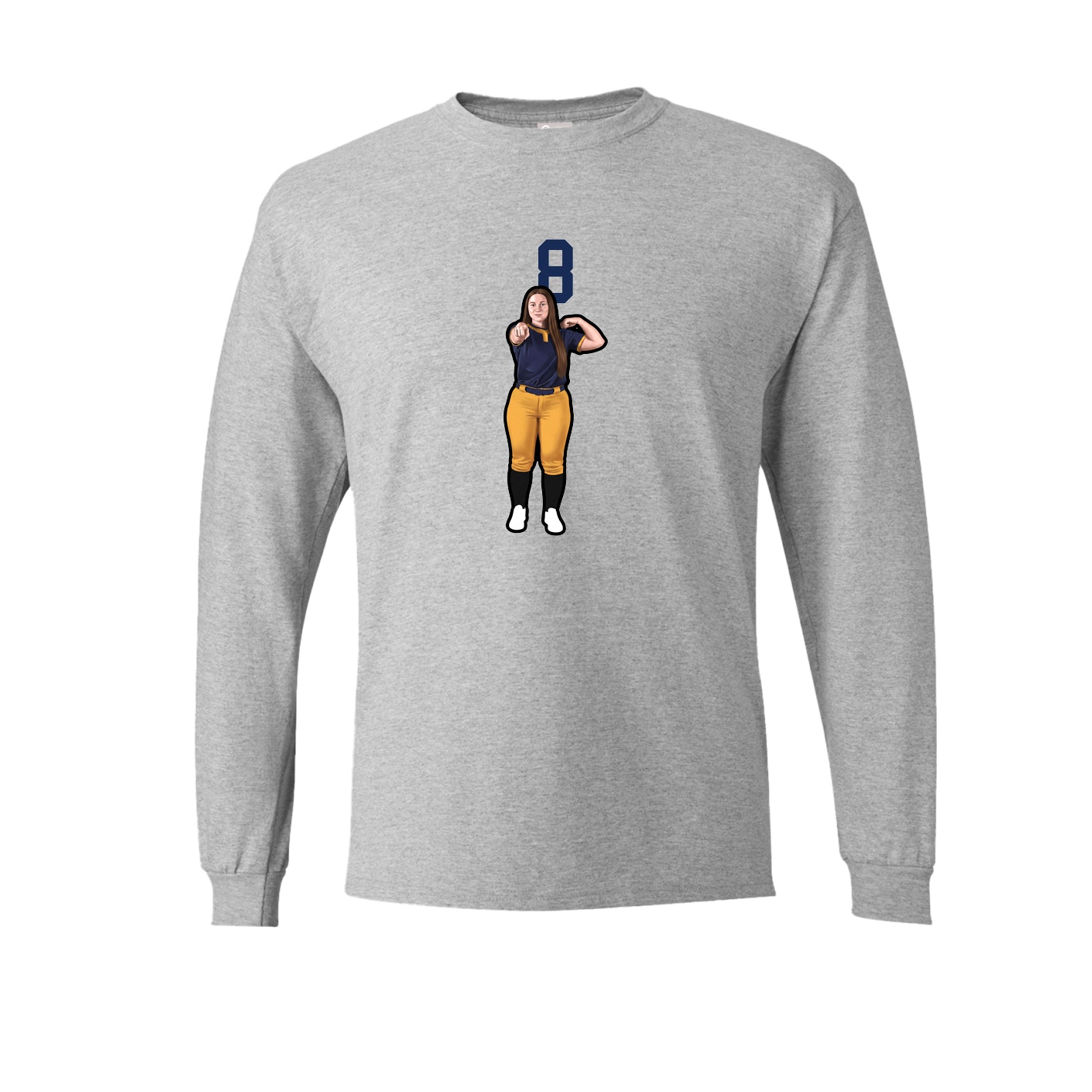 Long Sleeve Tee — Number Top in Grey