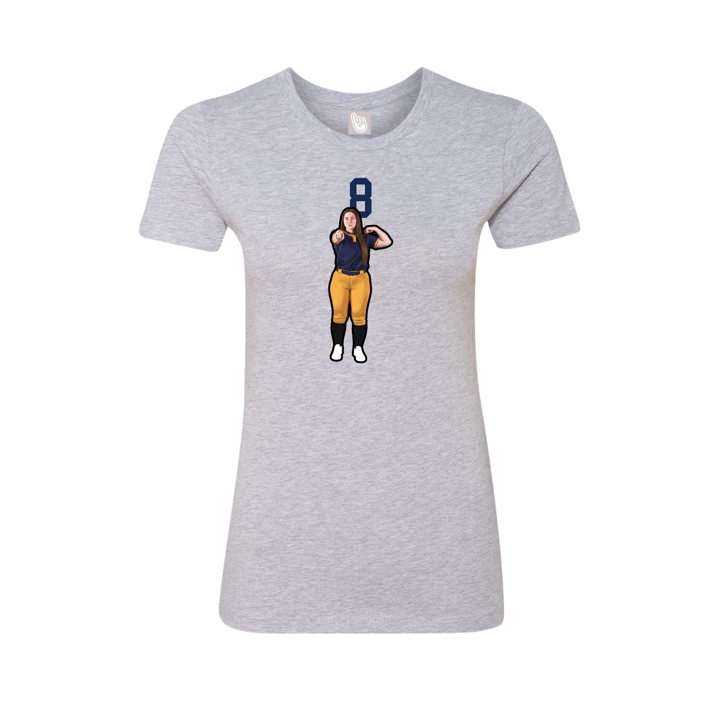 Fitted Women's Tee — Number Top in Grey