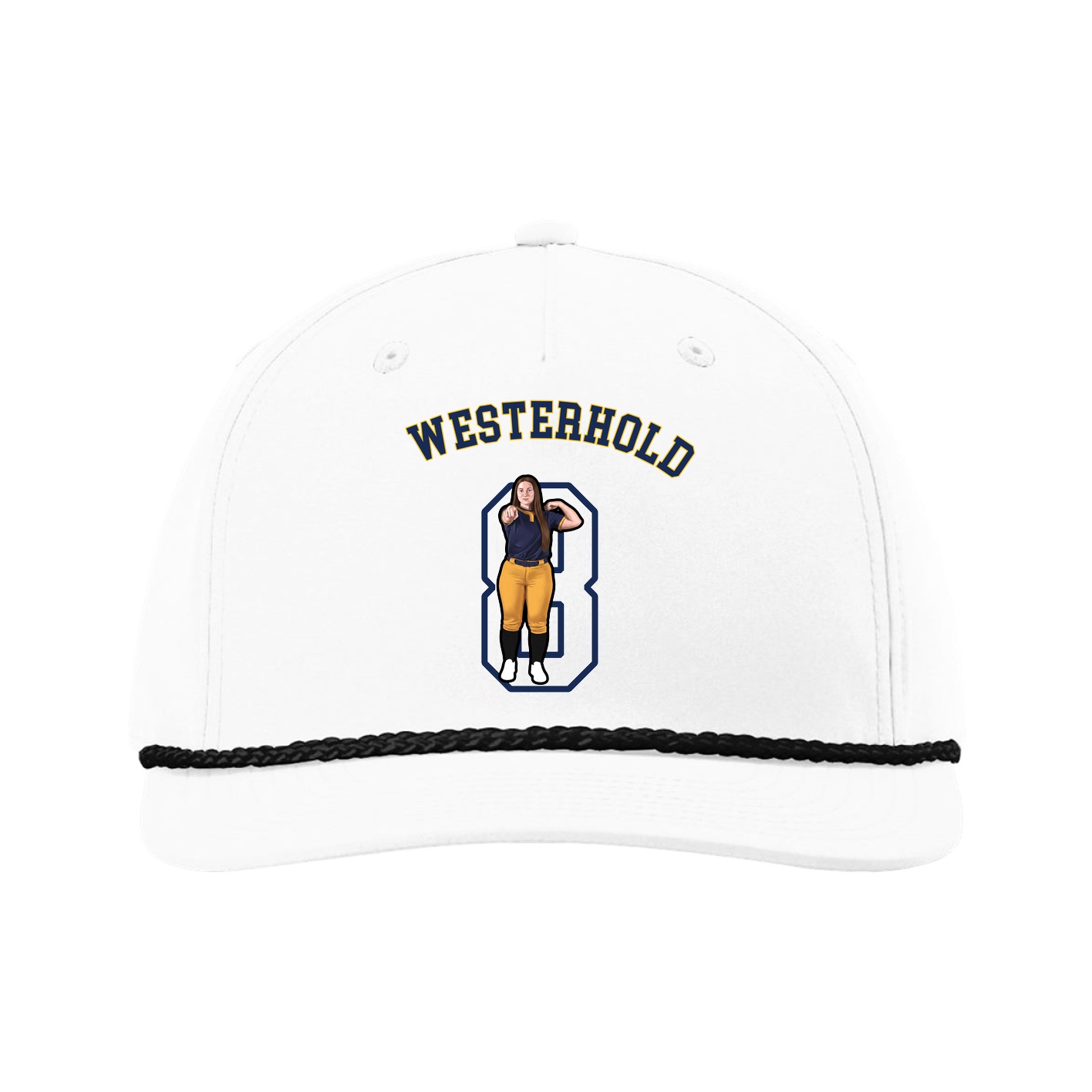 Five-Panel Classic Rope Cap — Shirsey Arch in White