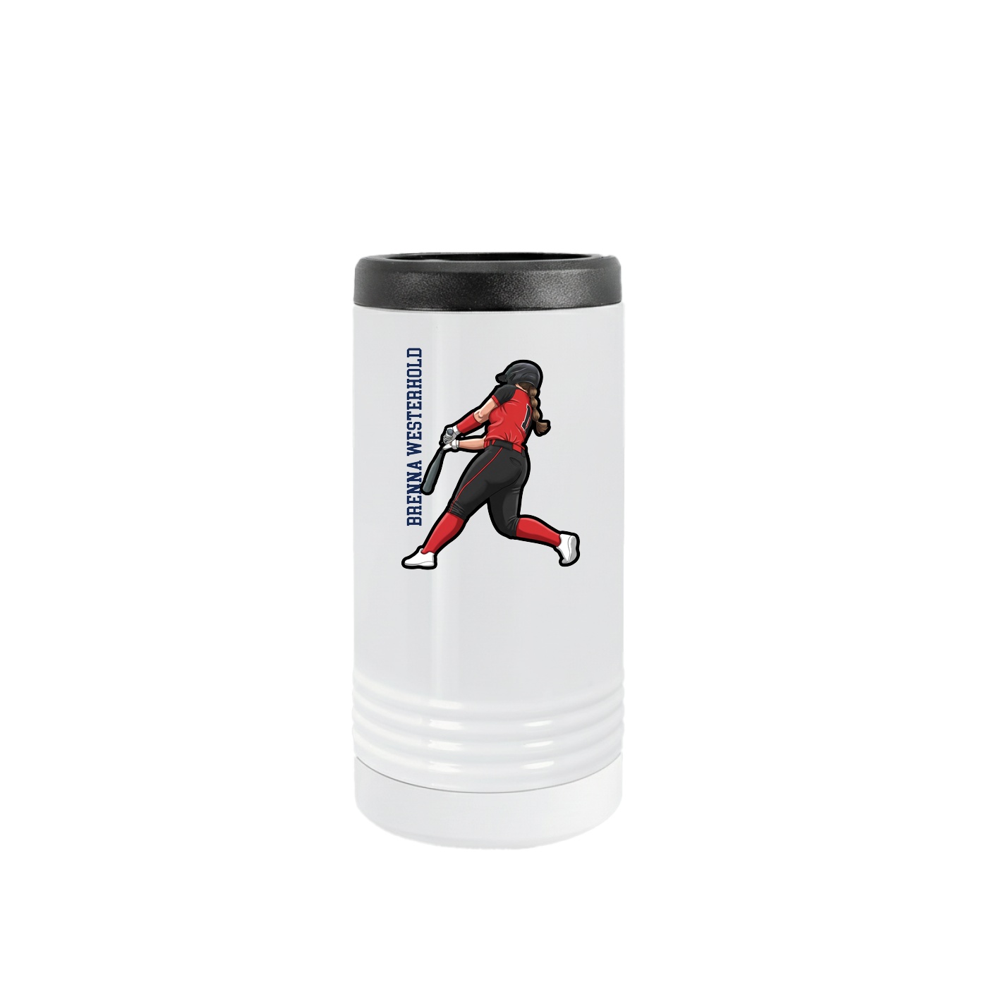 Slim Beverage Holder — Name Vertical in White