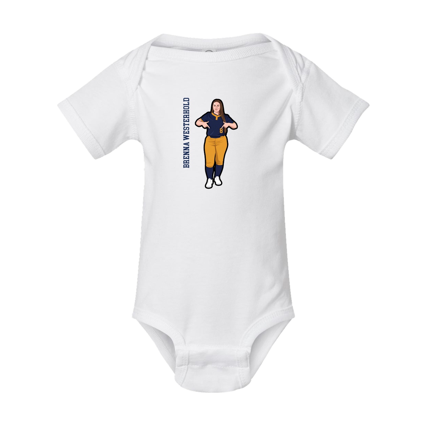 Baby Onesie — Name Vertical in White