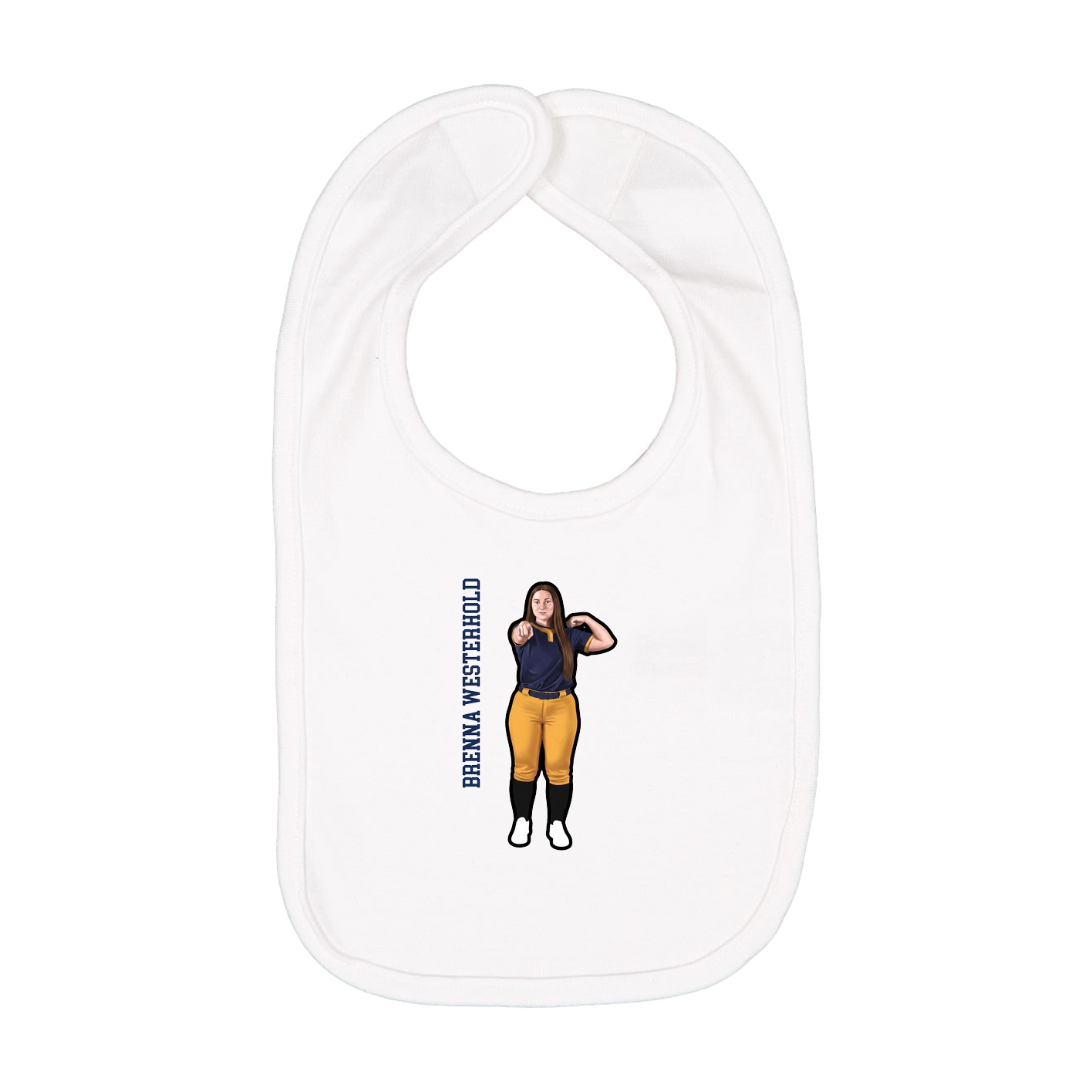 Infant Bib — Name Vertical in White