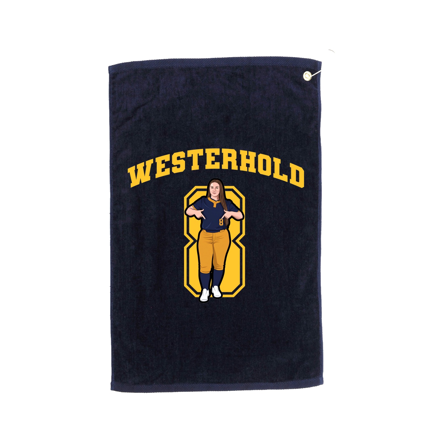 Golf Towel — Number in Navy