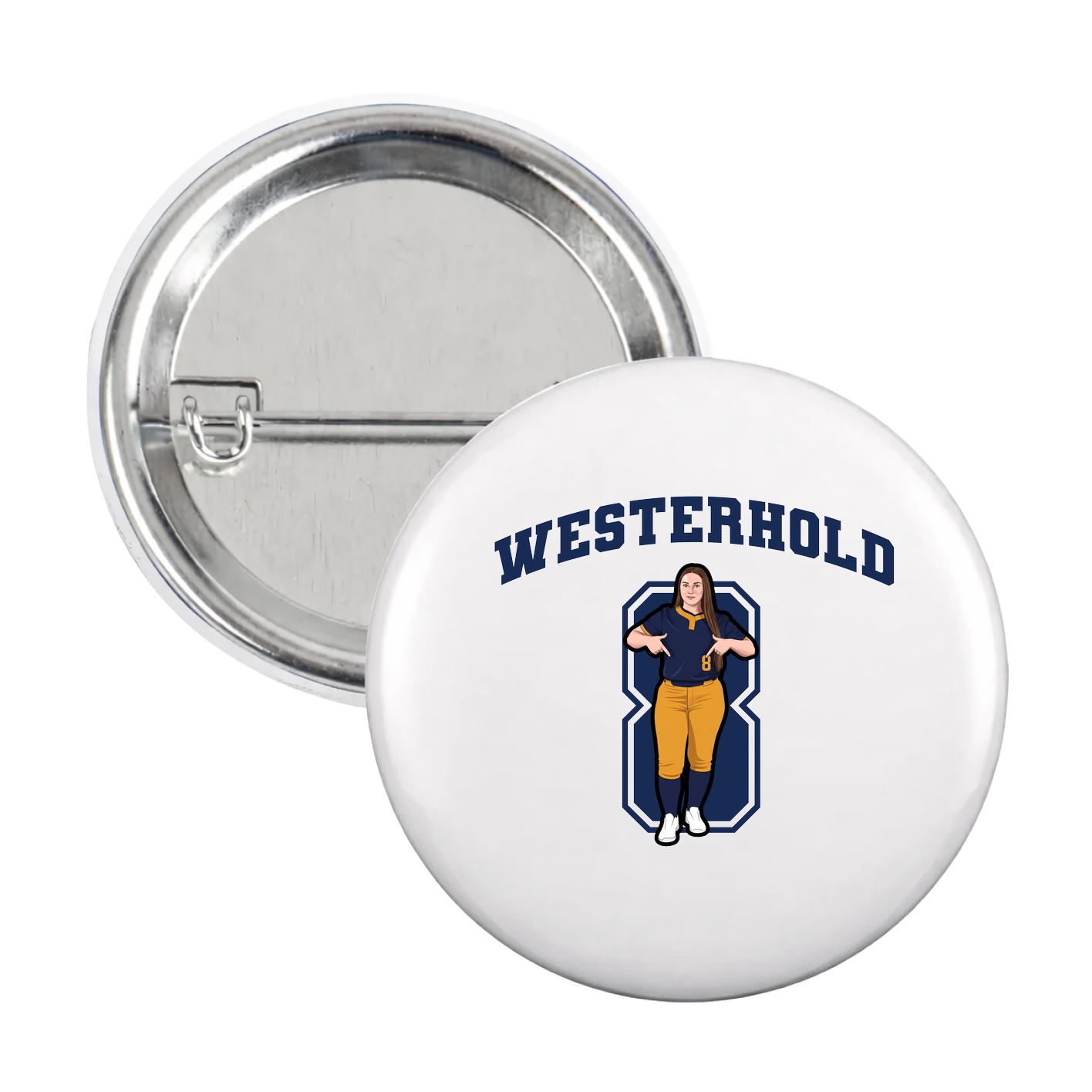 Game Day Button — Number in White