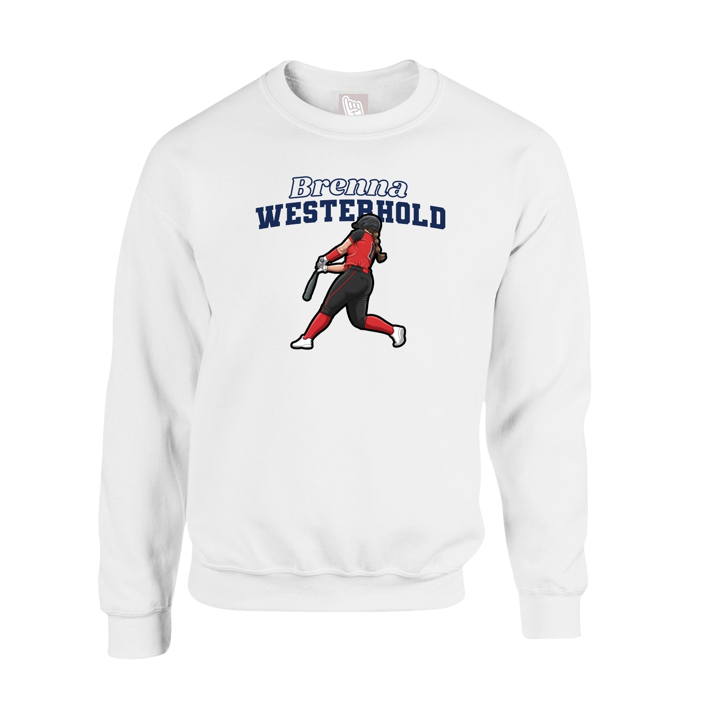Fleece Crew — Name Arch in White