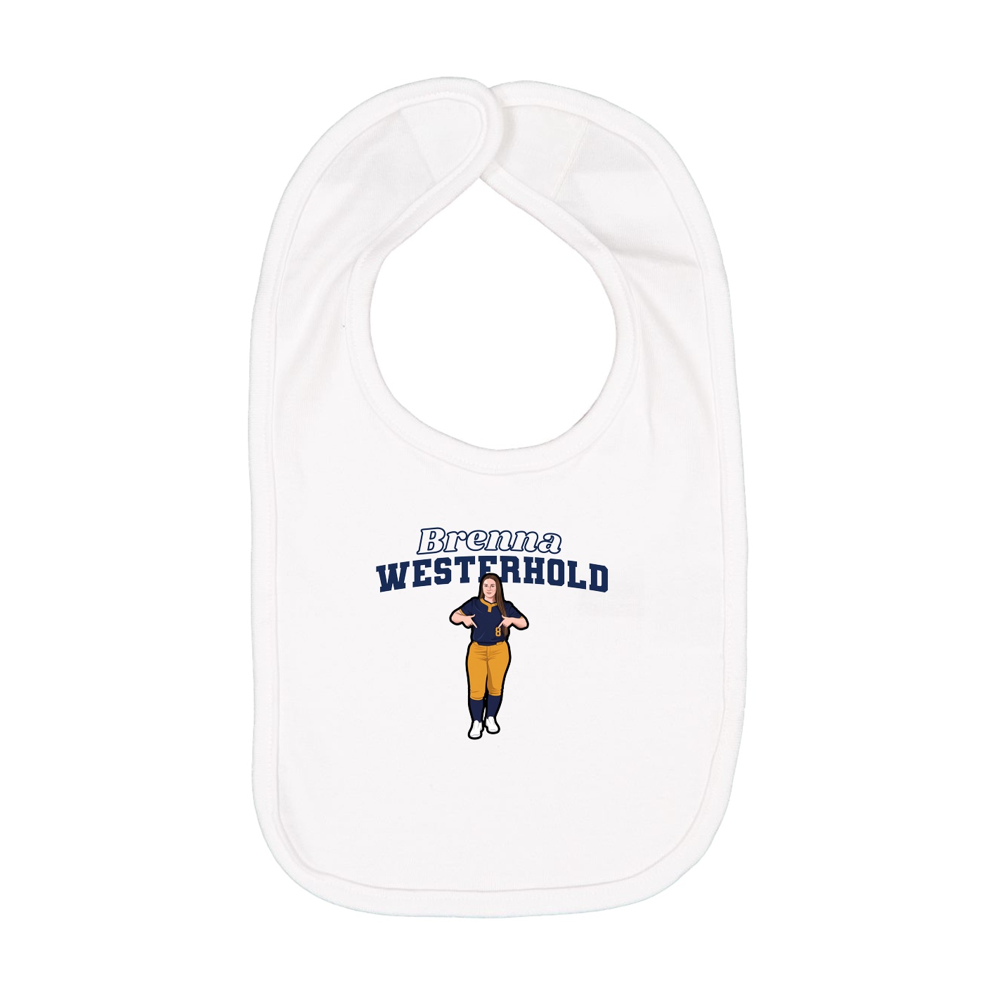 Infant Bib — Name Arch in White