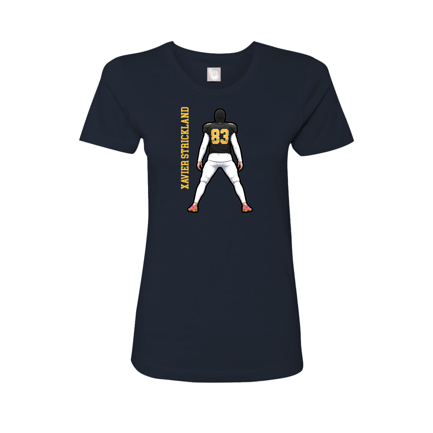 Womens Tee — Name Vertical in Navy
