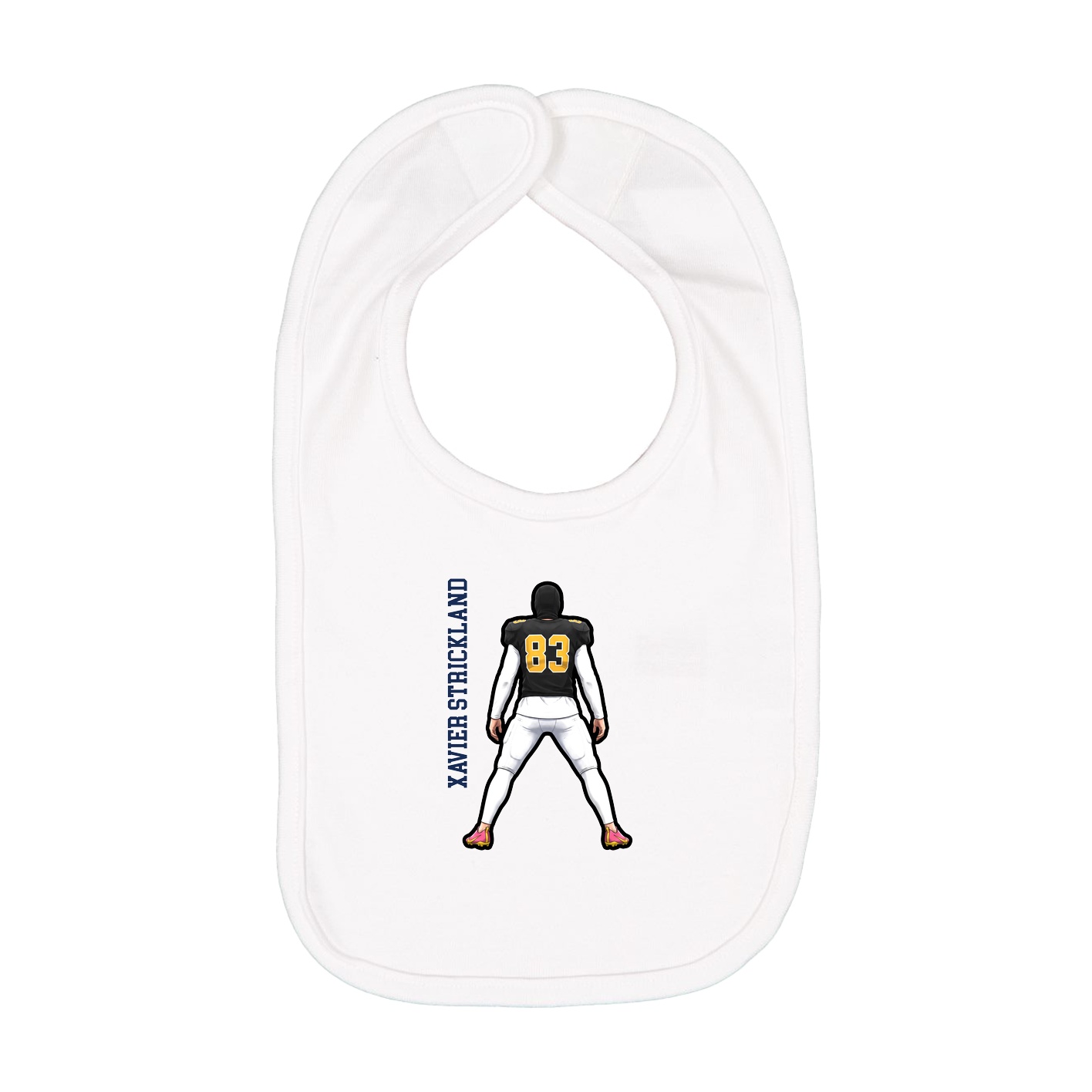 Infant Bib — Name Vertical in White