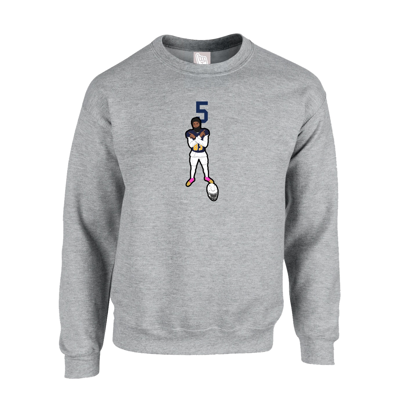 Fleece Crew — Number Top in Grey