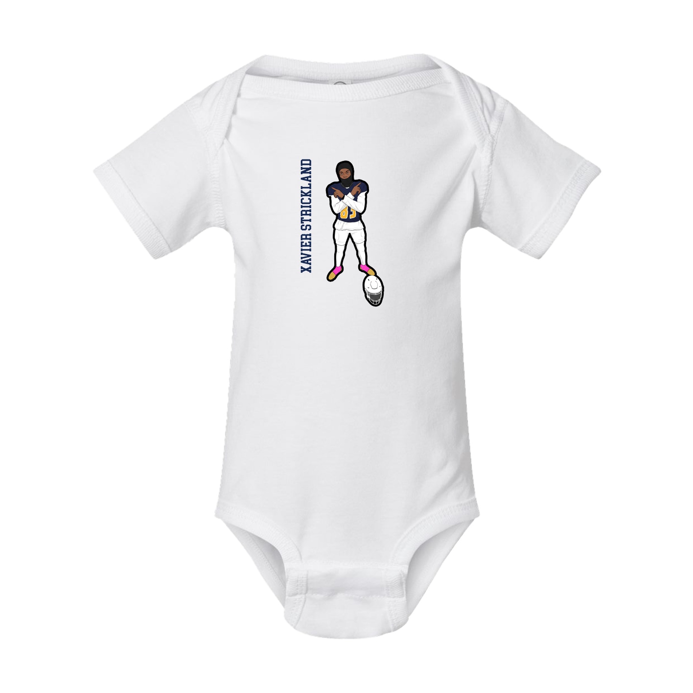 Baby Onesie — Name Vertical in White