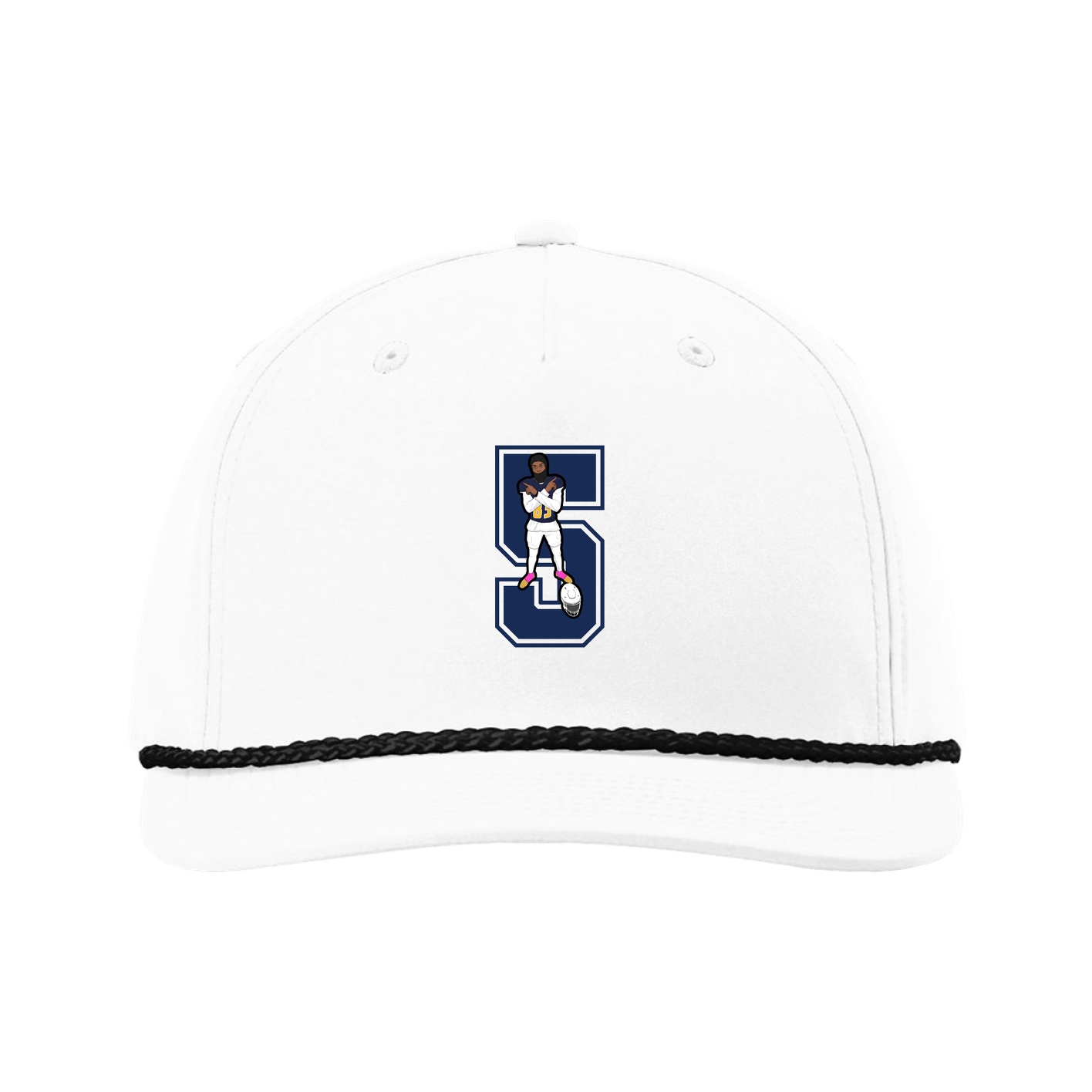 Five-Panel Classic Rope Cap — Number in White
