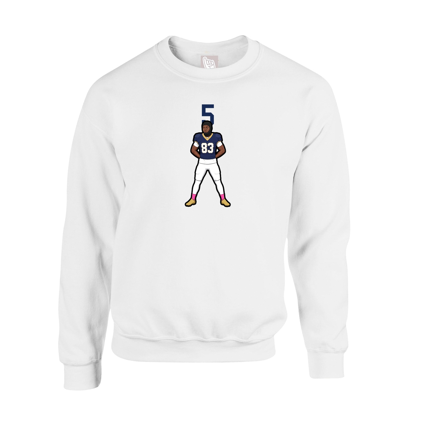 Fleece Crew — Number Top in White