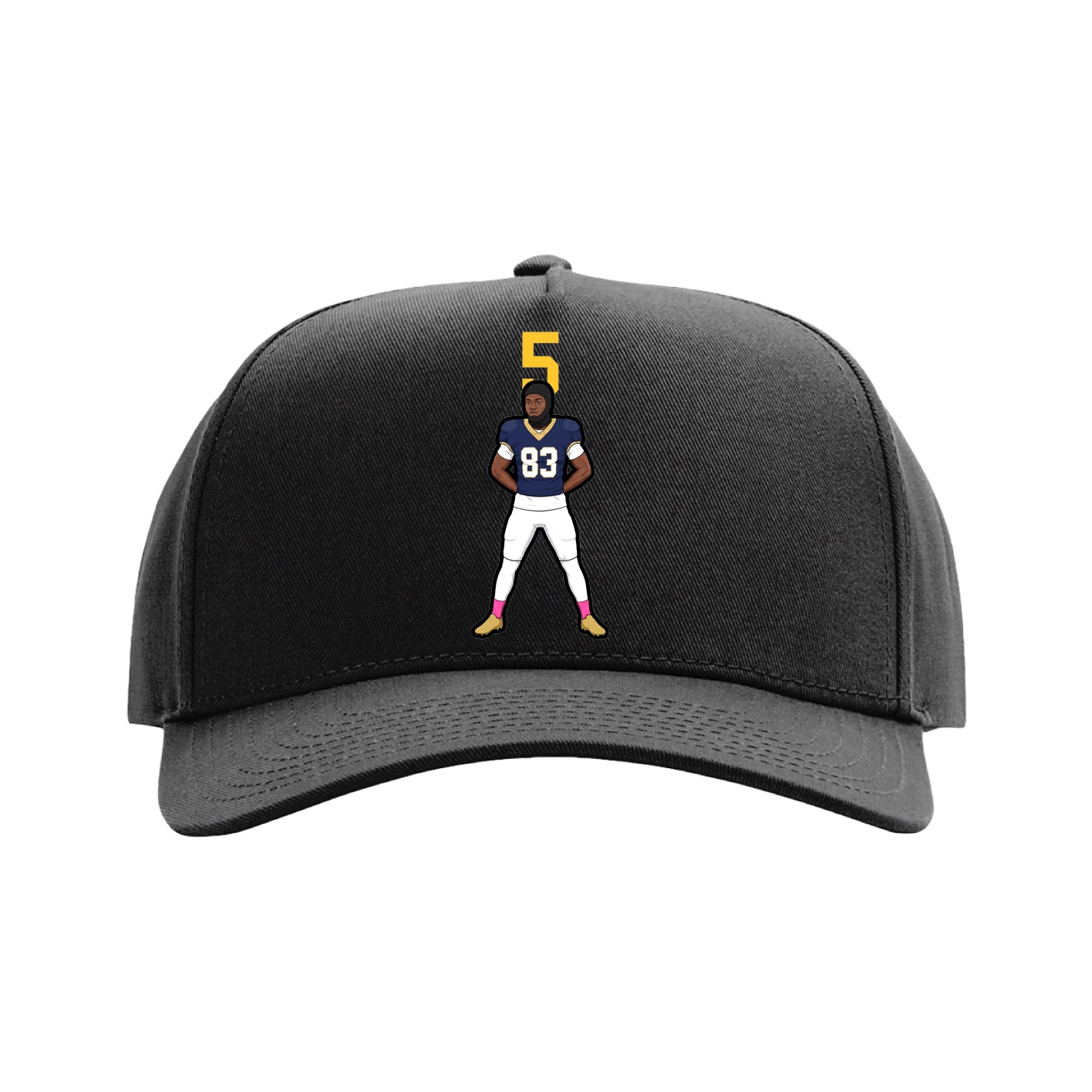 Full Fabric Five-Panel Champ Cap — Number Top in Black