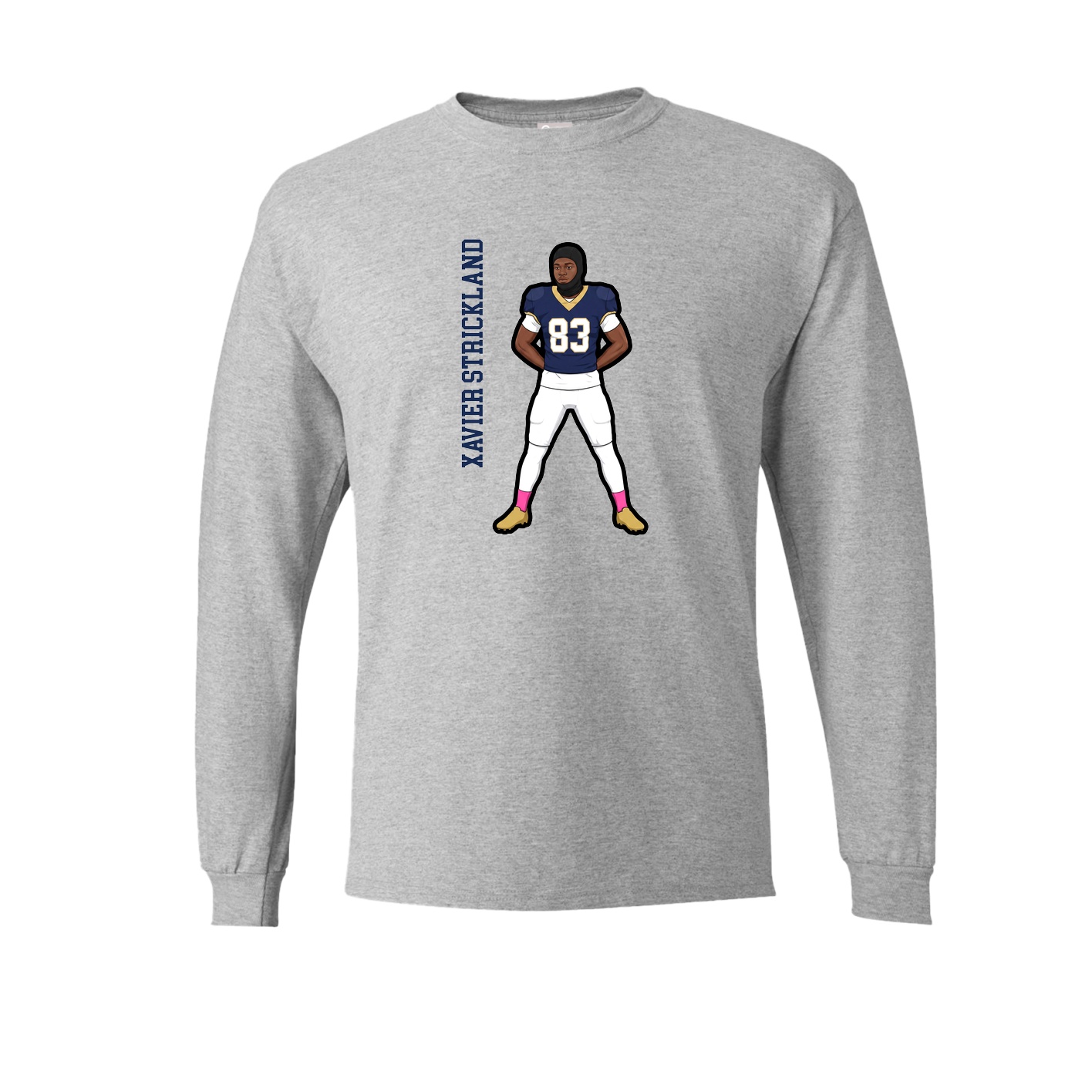 Long Sleeve Tee — Name Vertical in Grey