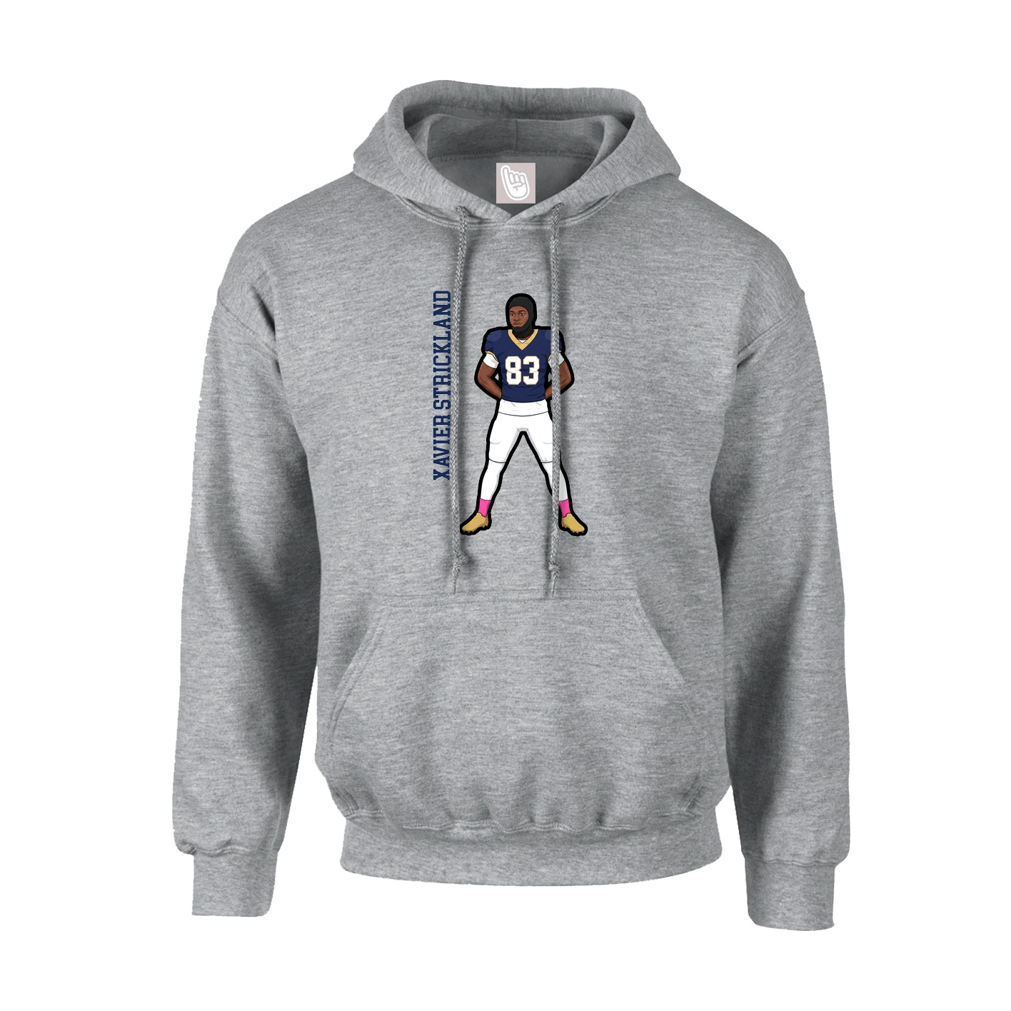 Hoodie — Name Vertical in Grey