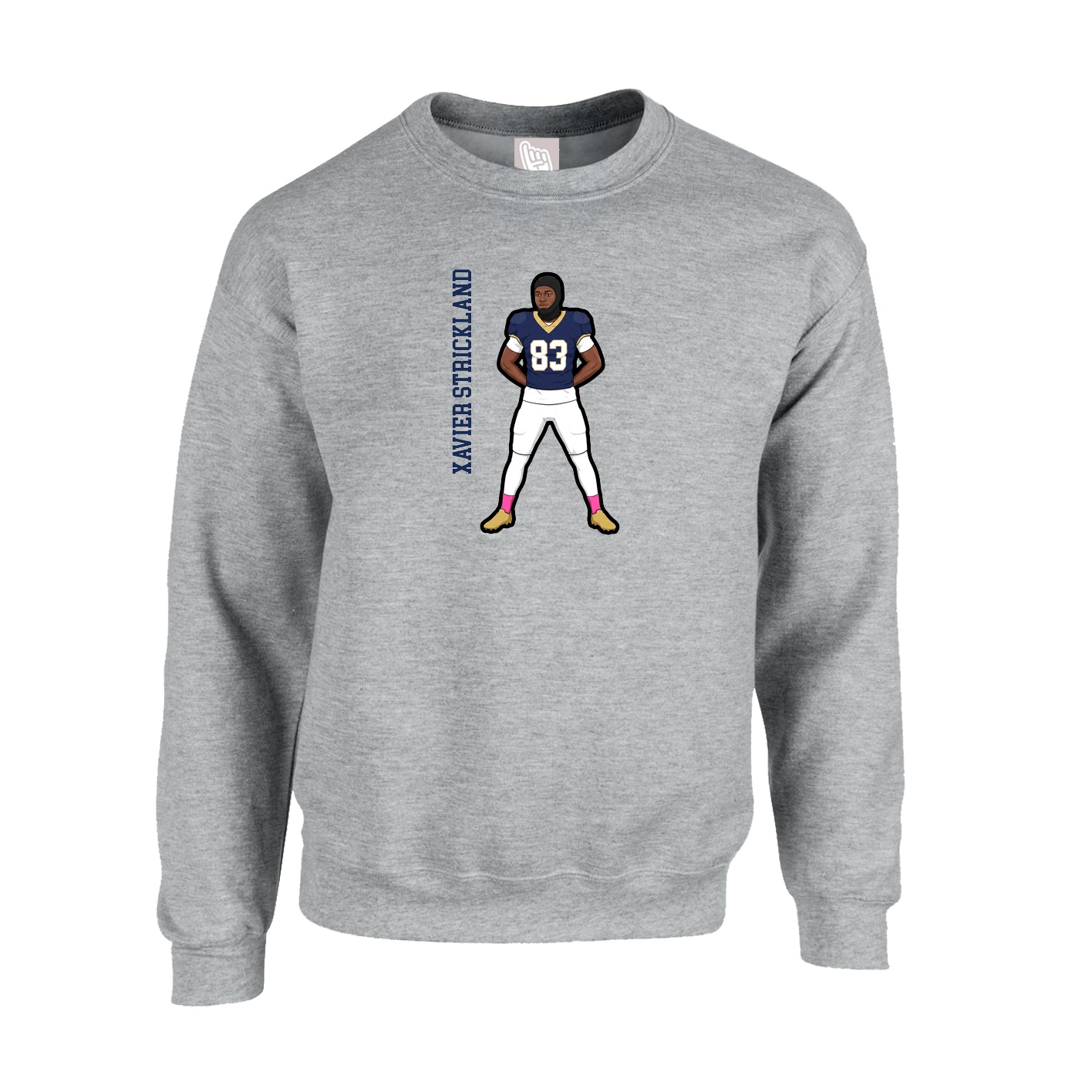 Fleece Crew — Name Vertical in Grey