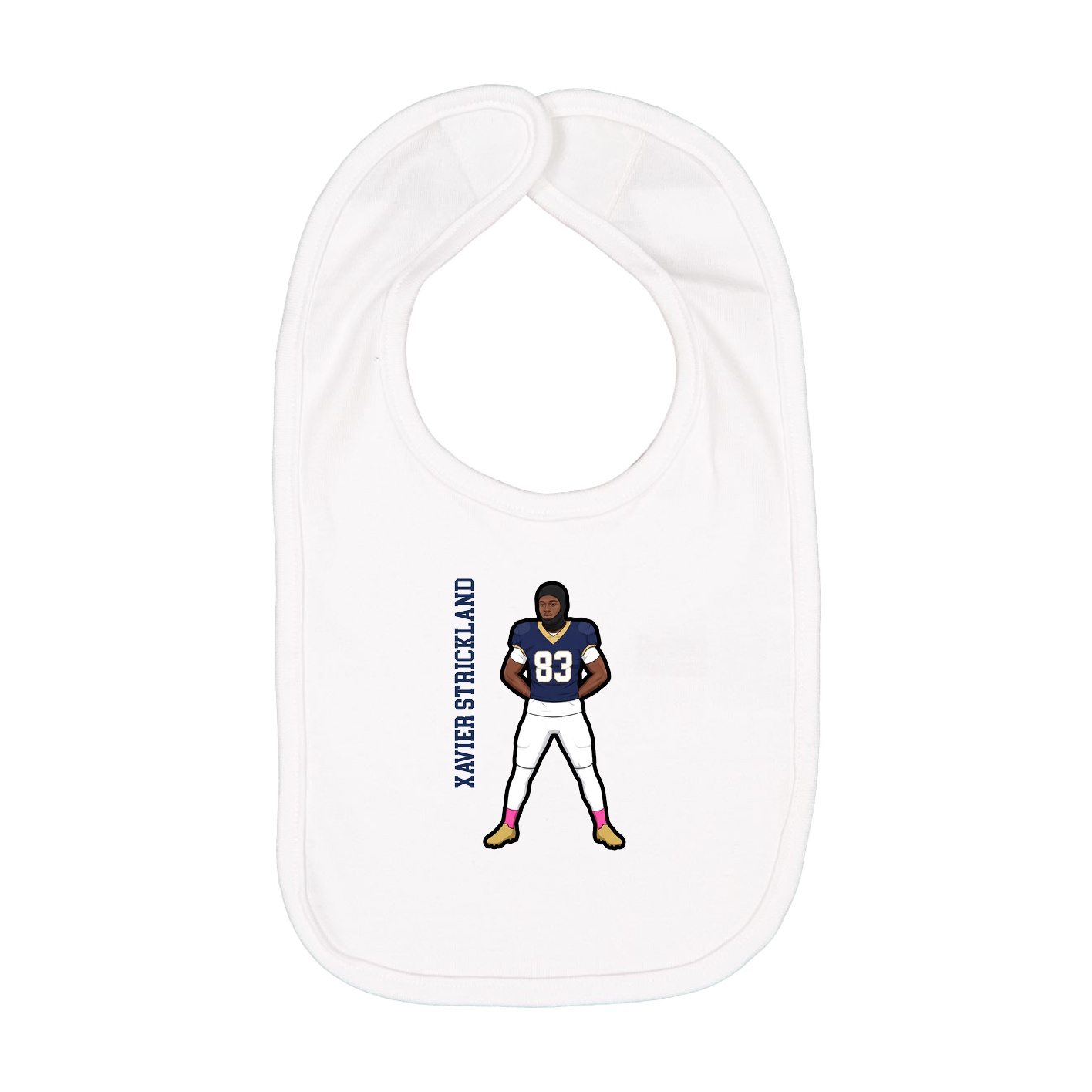 Infant Bib — Name Vertical in White