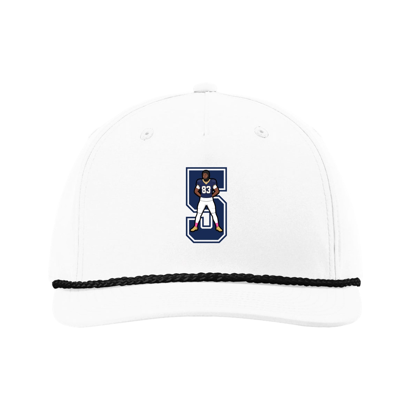 Five-Panel Classic Rope Cap — Number in White