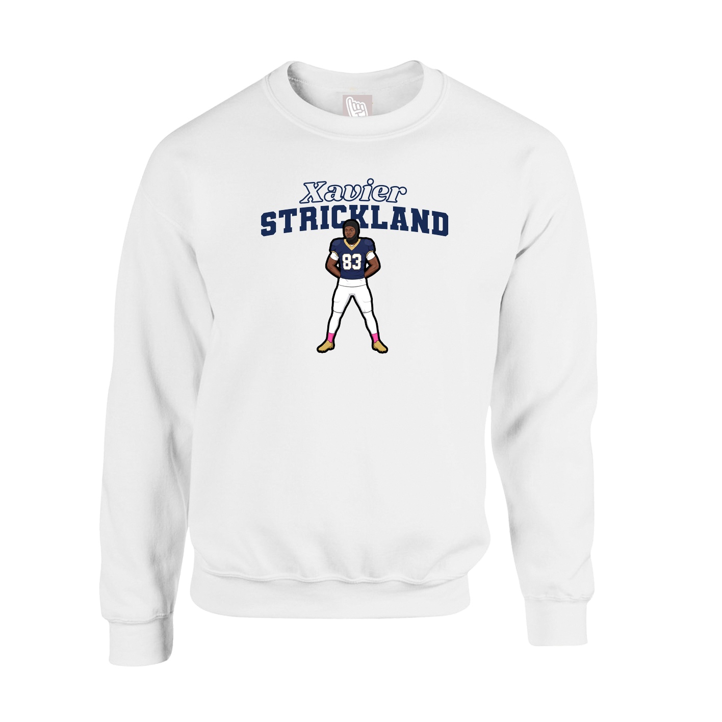 Fleece Crew — Name Arch in White
