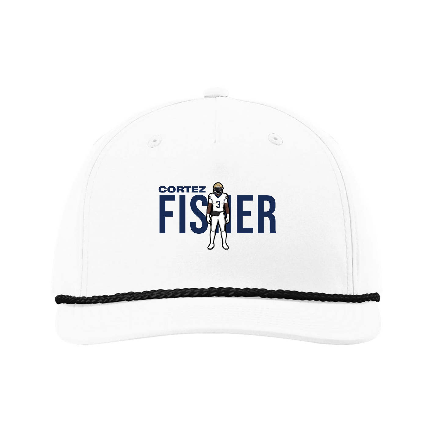 Five-Panel Classic Rope Cap — Player Name in White