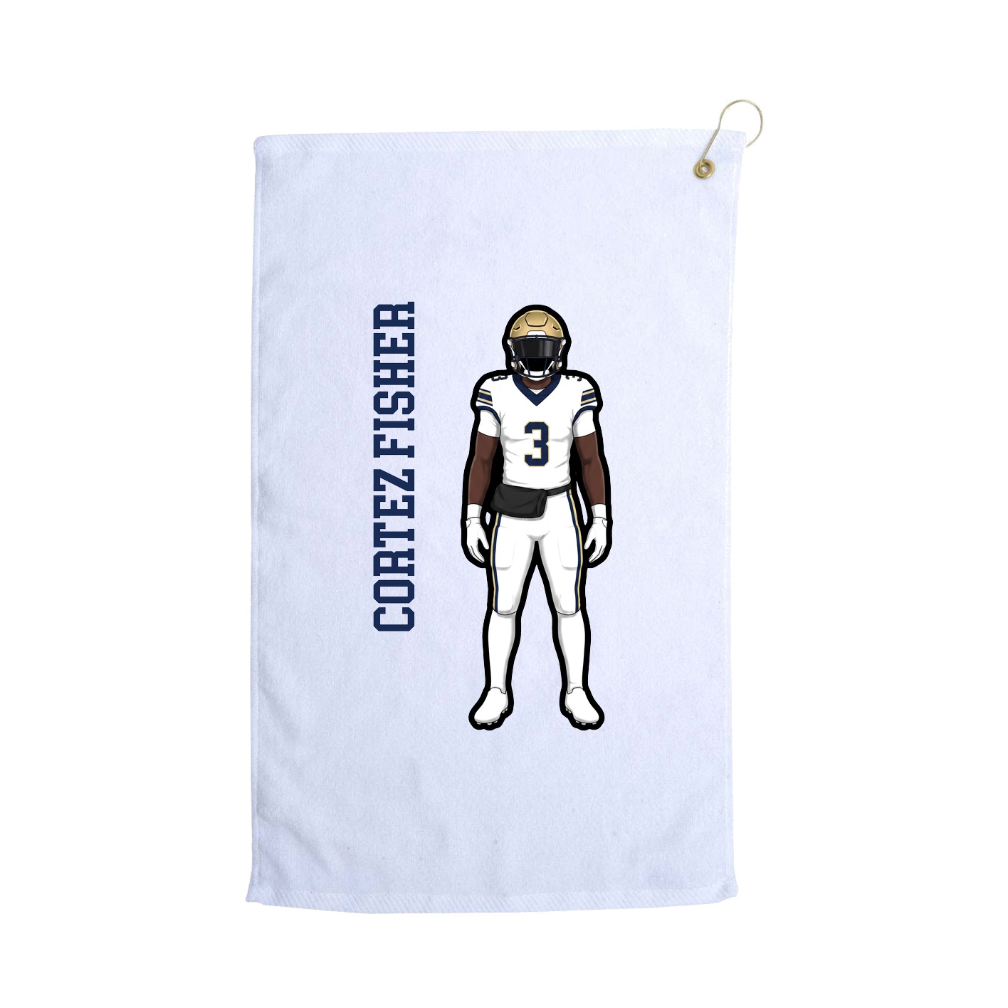Golf Towel — Name Vertical in White