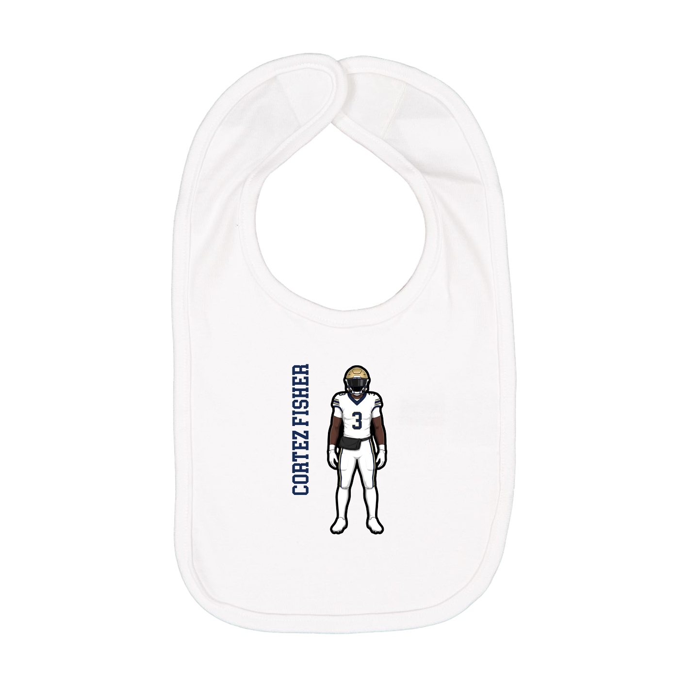 Infant Bib — Name Vertical in White